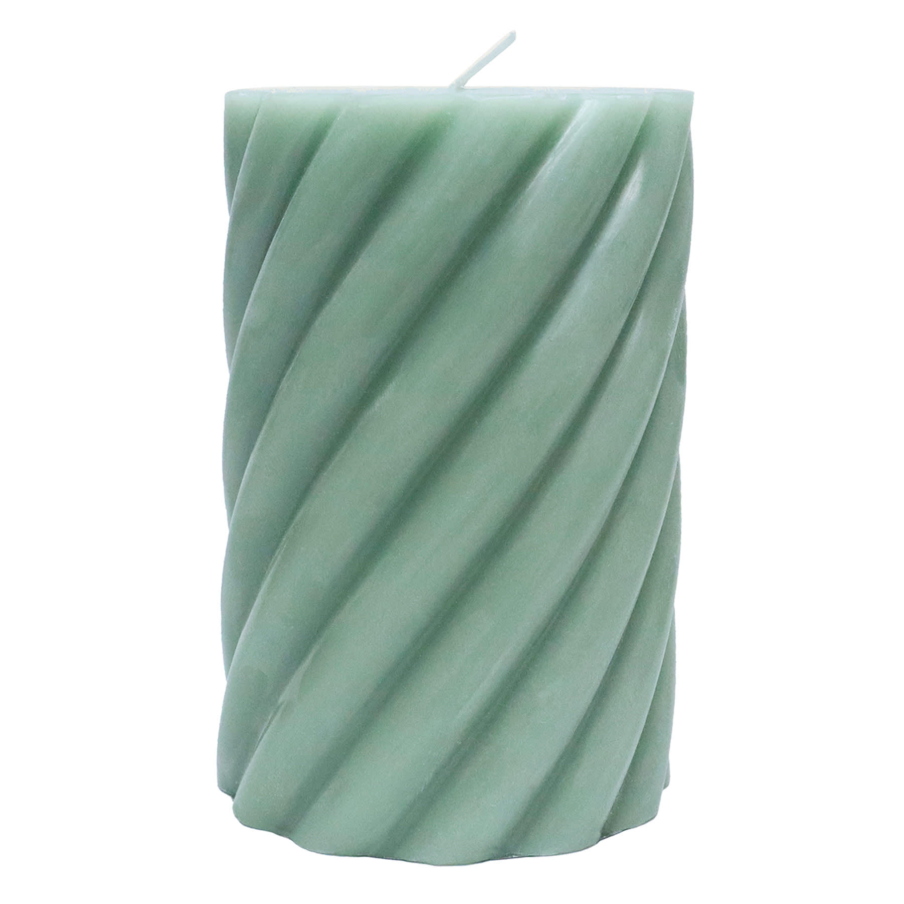 Willow Crossley Green Unscented Twisted Pillar Candle, 3x4
