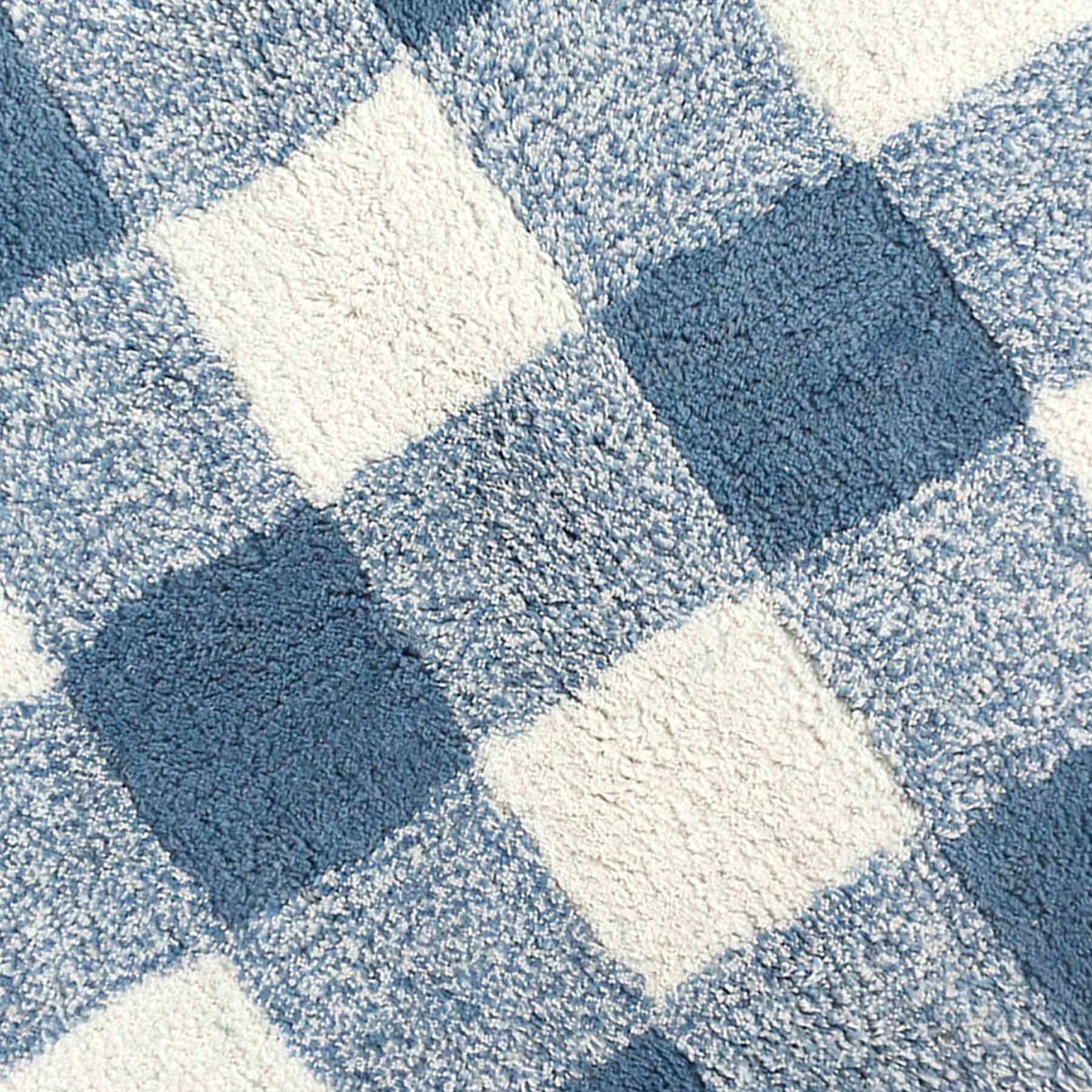 Blue Buffalo Check Tufted Cotton Bath Rug, 20x30