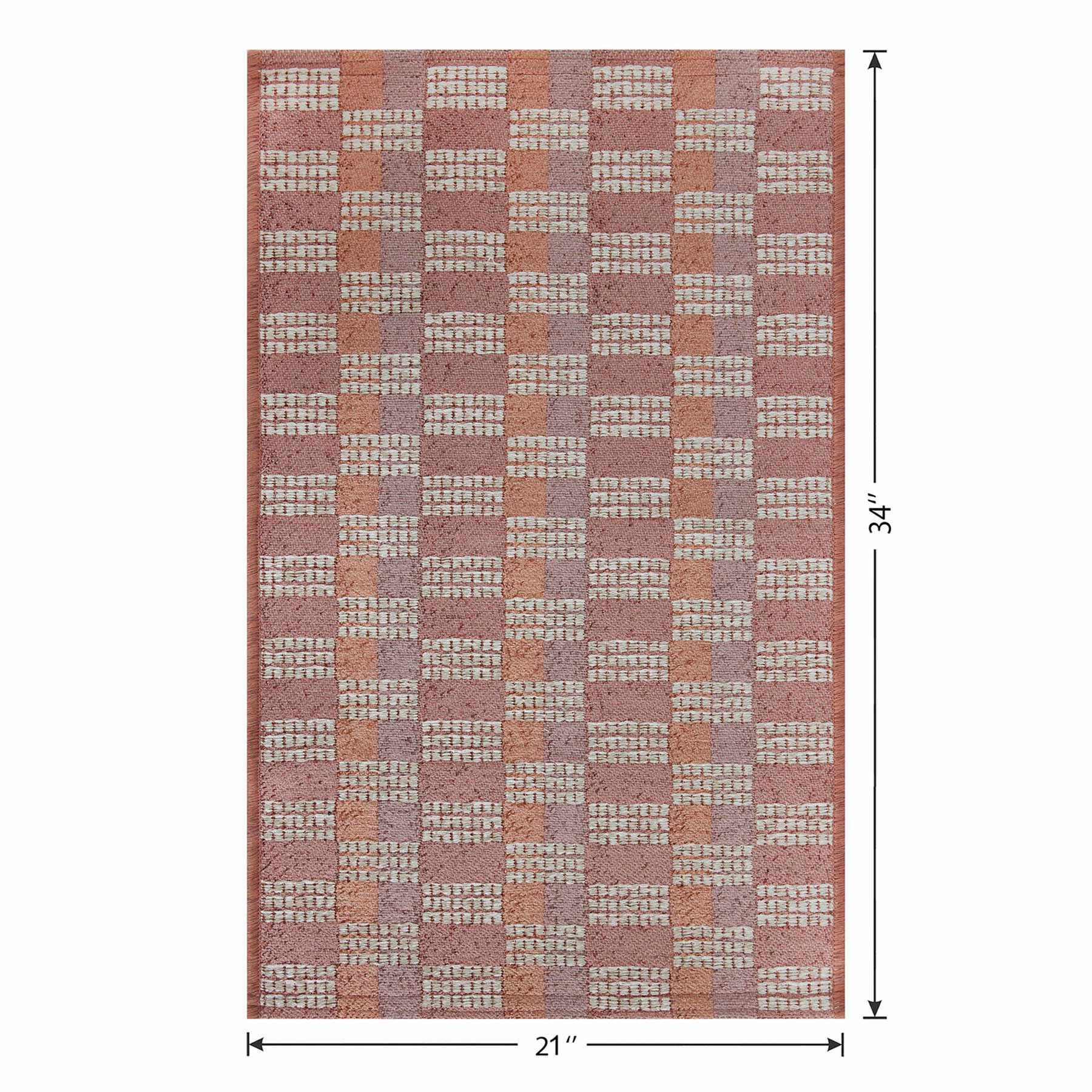 Red Gradient Tapestry Washable Accent Rug with Gel Latex Back, 21x34