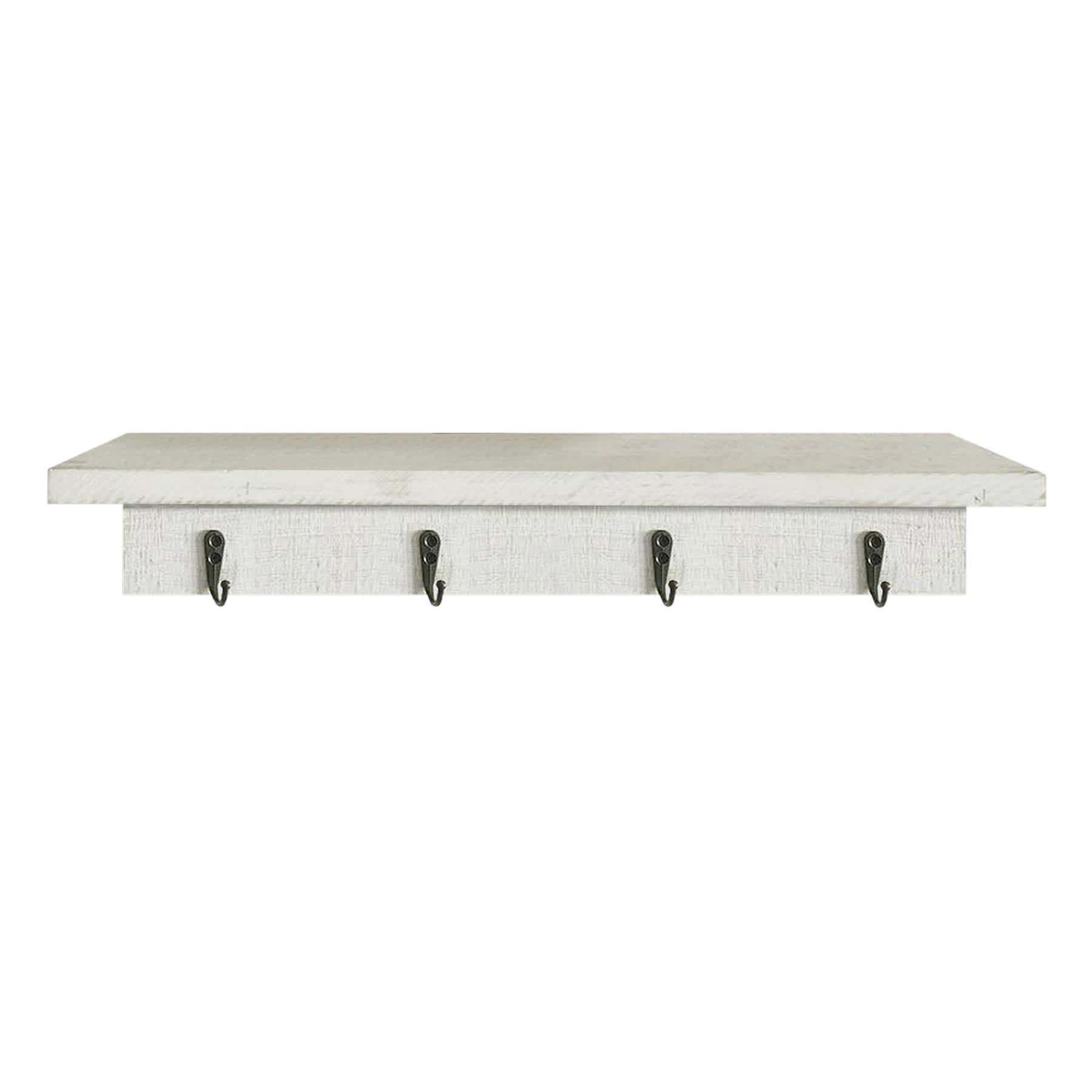 Brown Wooden Wall Shelf eith Hooks, 20"