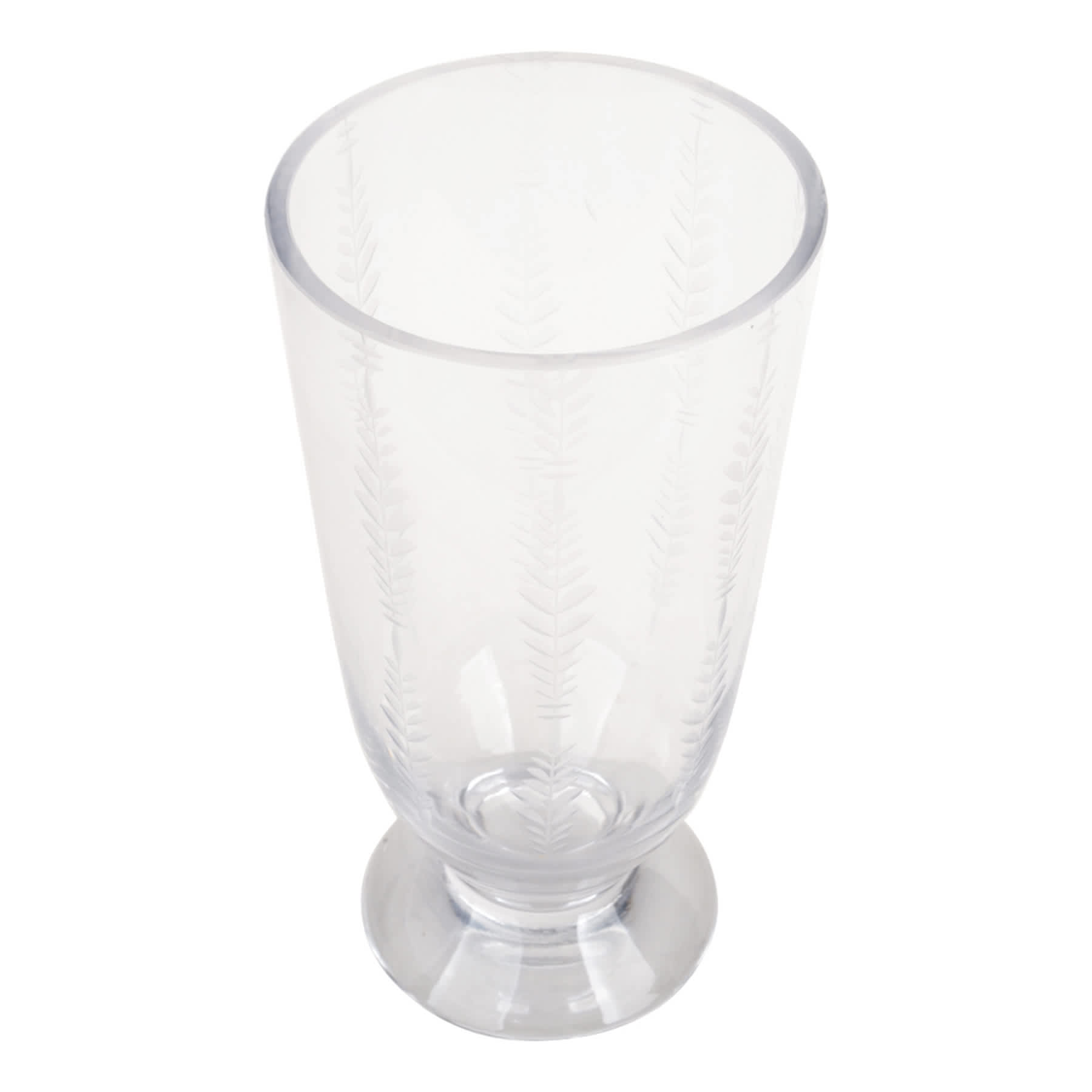Etched Clear Glass Vase, 8"