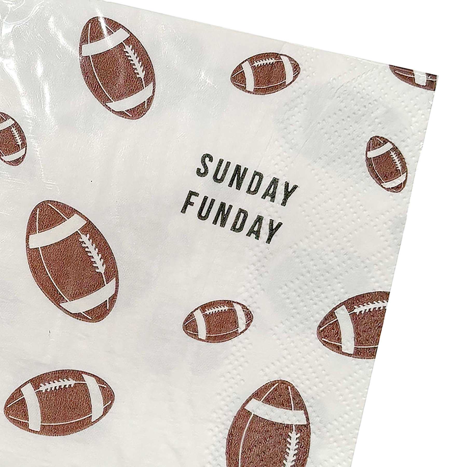 Wht Football Lunch Napkin 6.5 30Ct