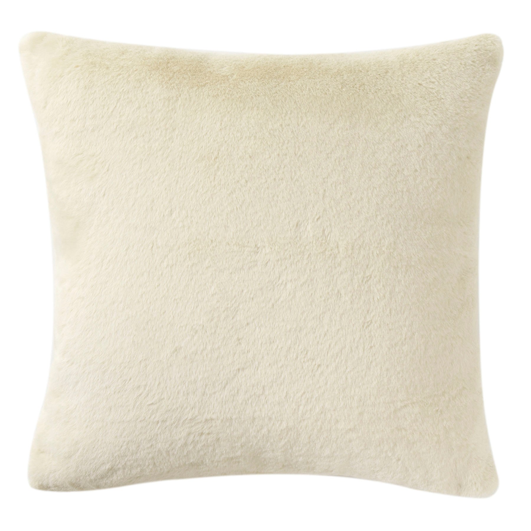 Bristol Cream Faux Fur Throw Pillow, 18"