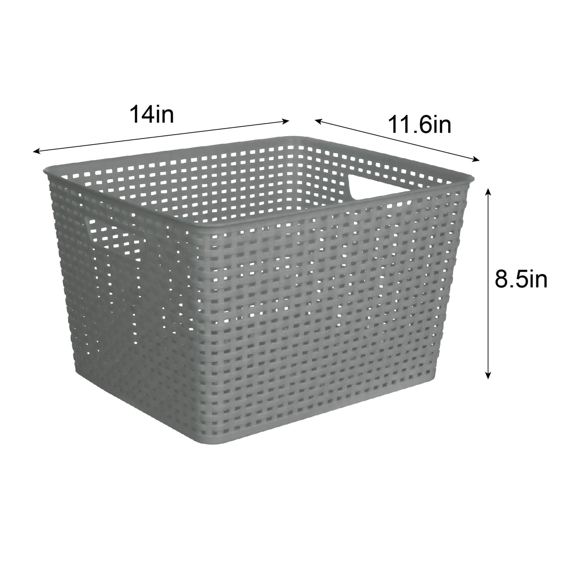 Grey Rectangle Crossover Weave Storage Basket, Large