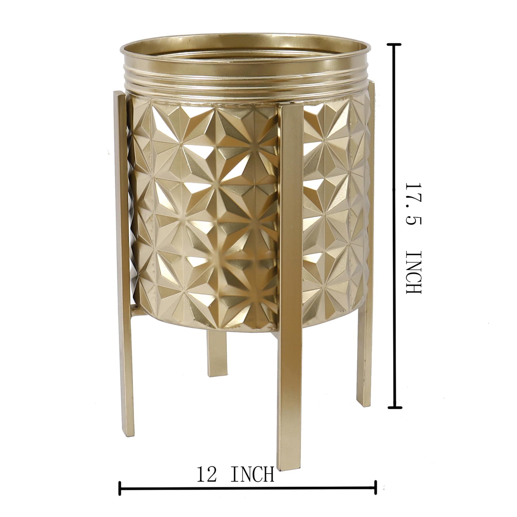 Gold Metal Planter with Stand, Medium