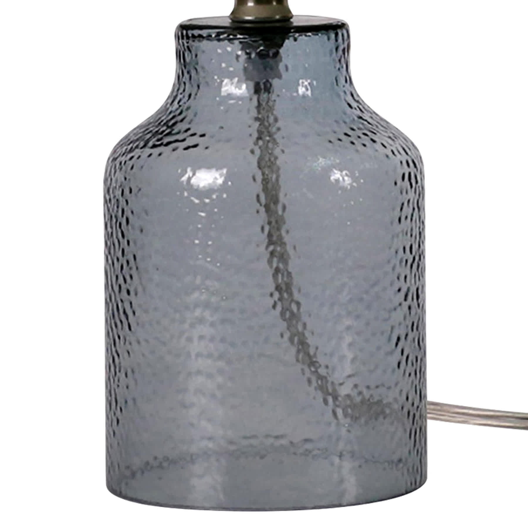 Honeybloom Light Blue Dimpled Glass Mini Table Lamp with Shade, 13"