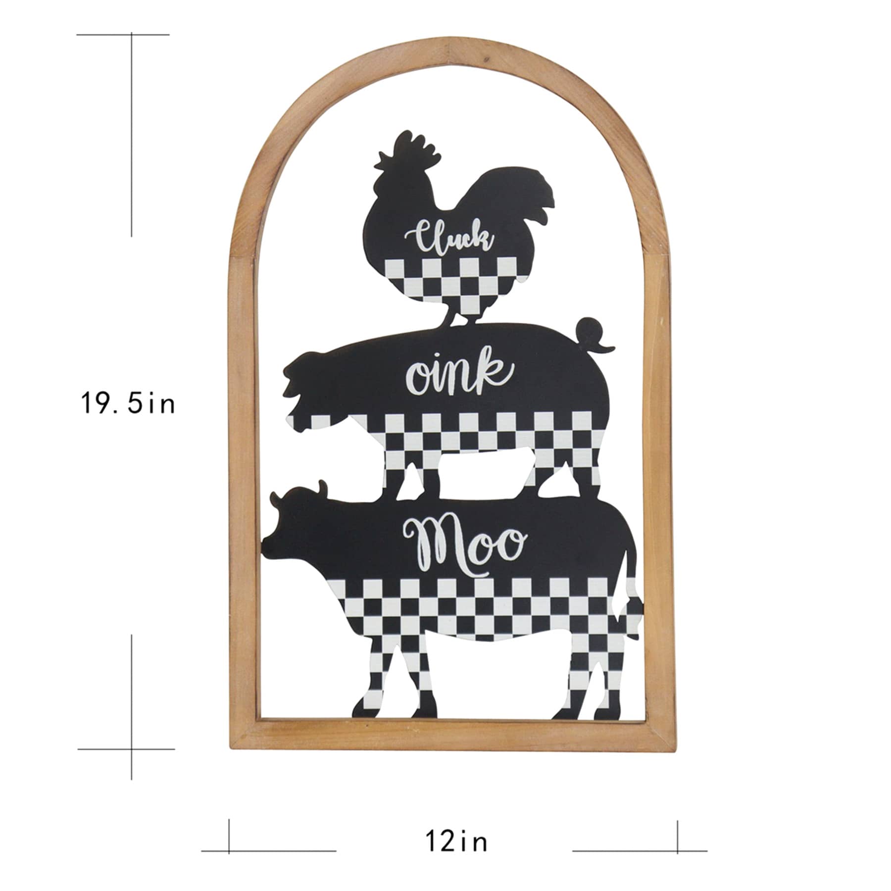 Cluck, Oink, Moo Metal Wall Sign, 12x20