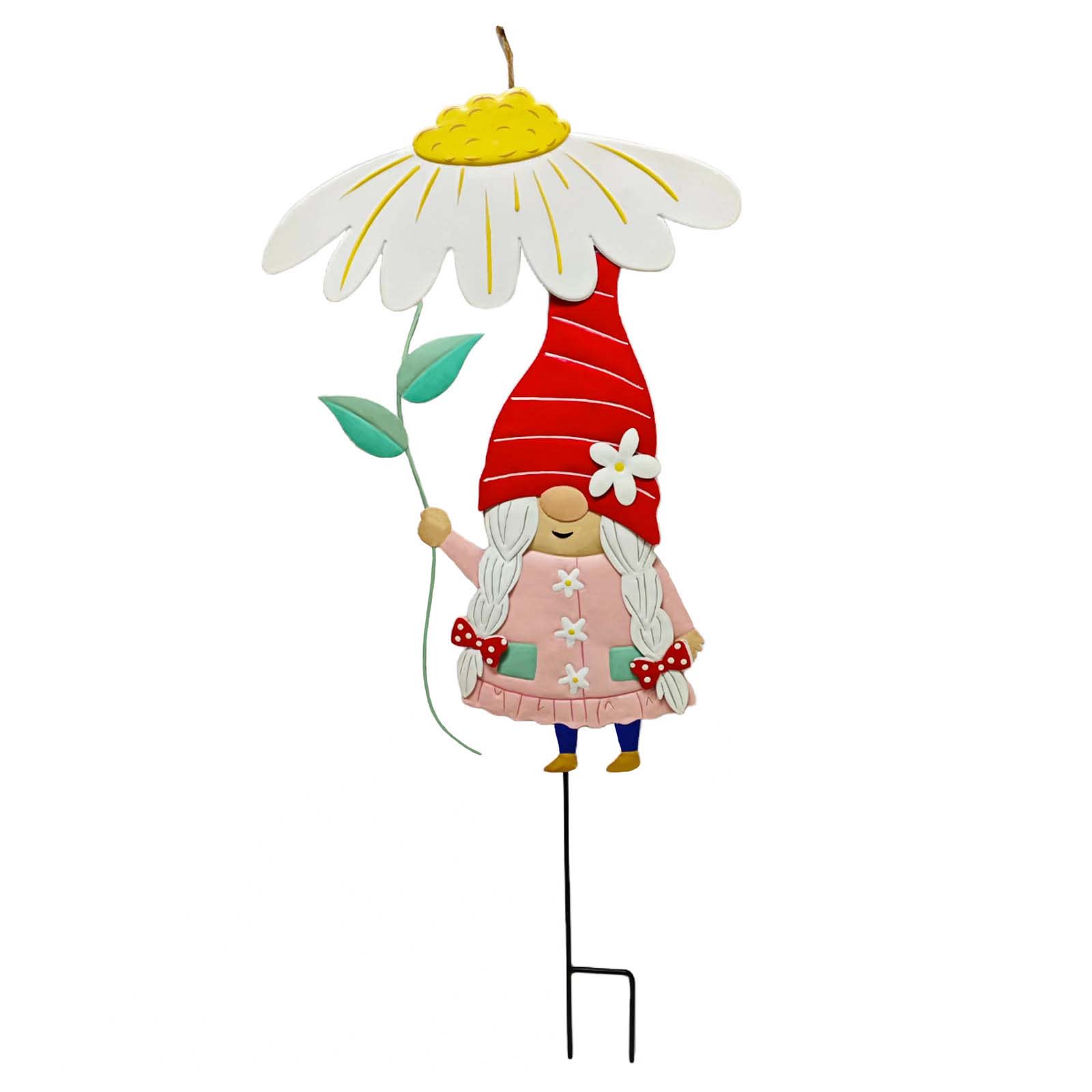Sunny Club Metal Girl Gnome Yard Stake, 36"