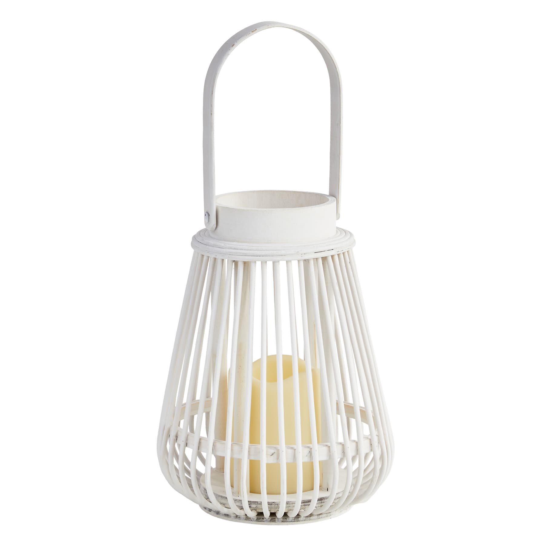 White LED Rattan Lantern, 7x9