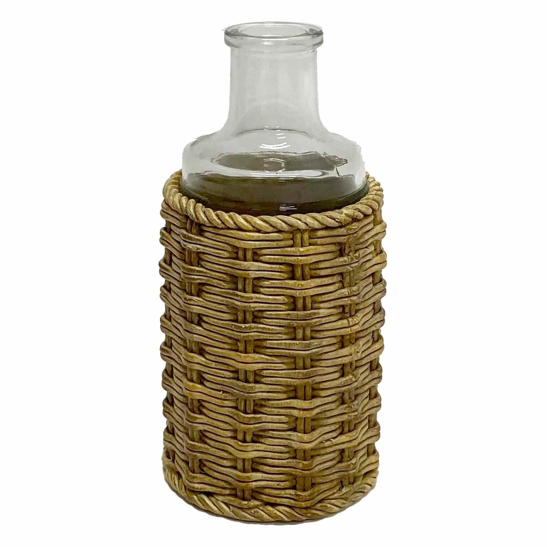 Honeybloom Wicker-Look Glass Vase, 7"