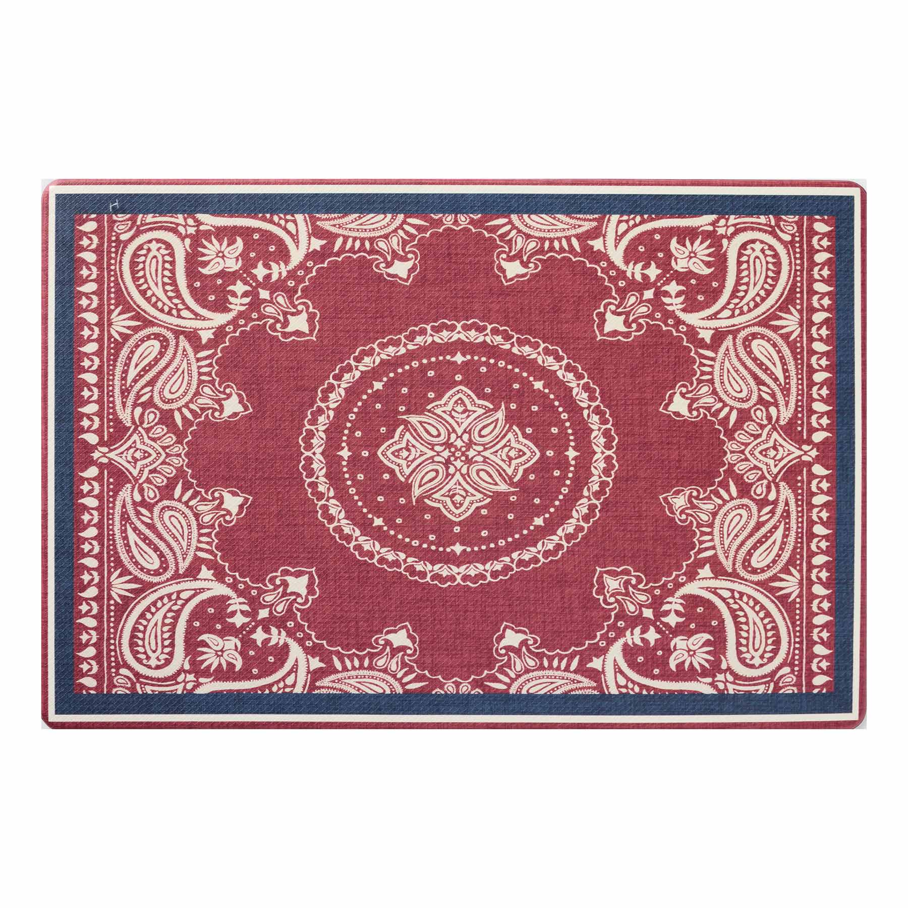 Honeybloom Patriotic Red Bandana Print Antifatigue Kitchen Mat, 20x30