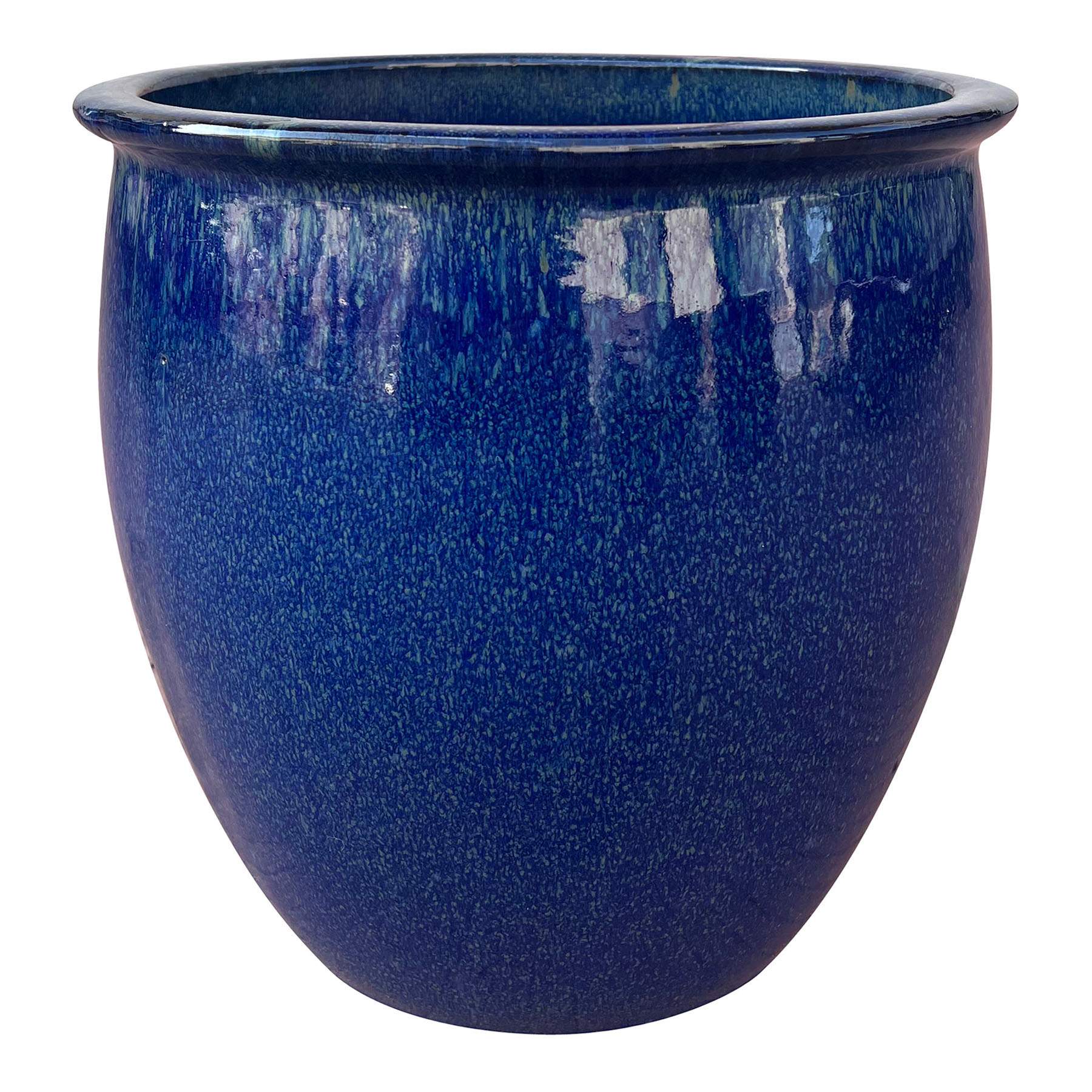 Havana Blue Ceramic Outdoor Planter, Medium