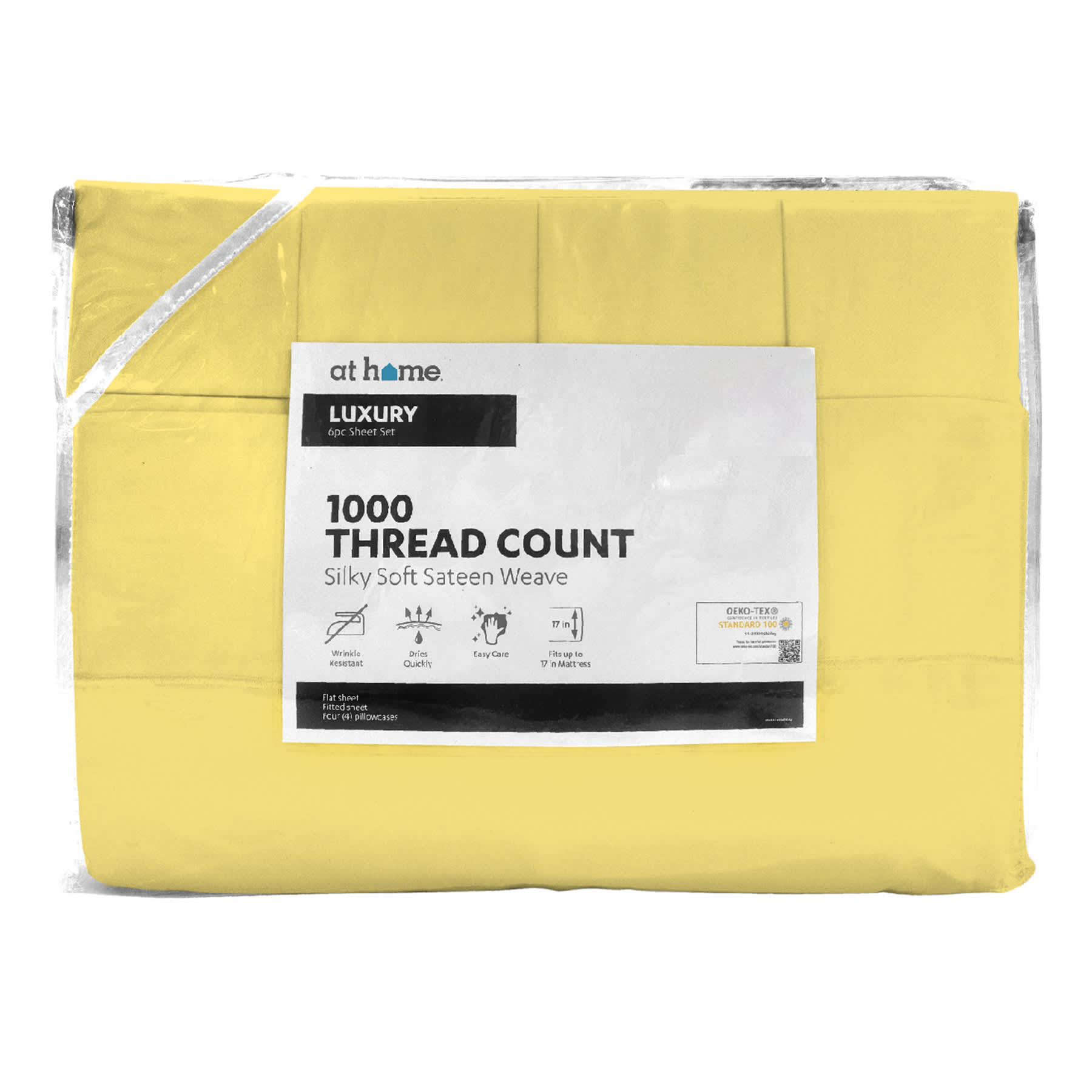 6-Piece Jojoba Yellow 1000 Thread Count Cotton Blend Sheet Set, Queen