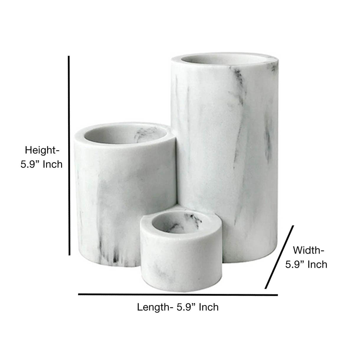 White Marbled Brush Holder