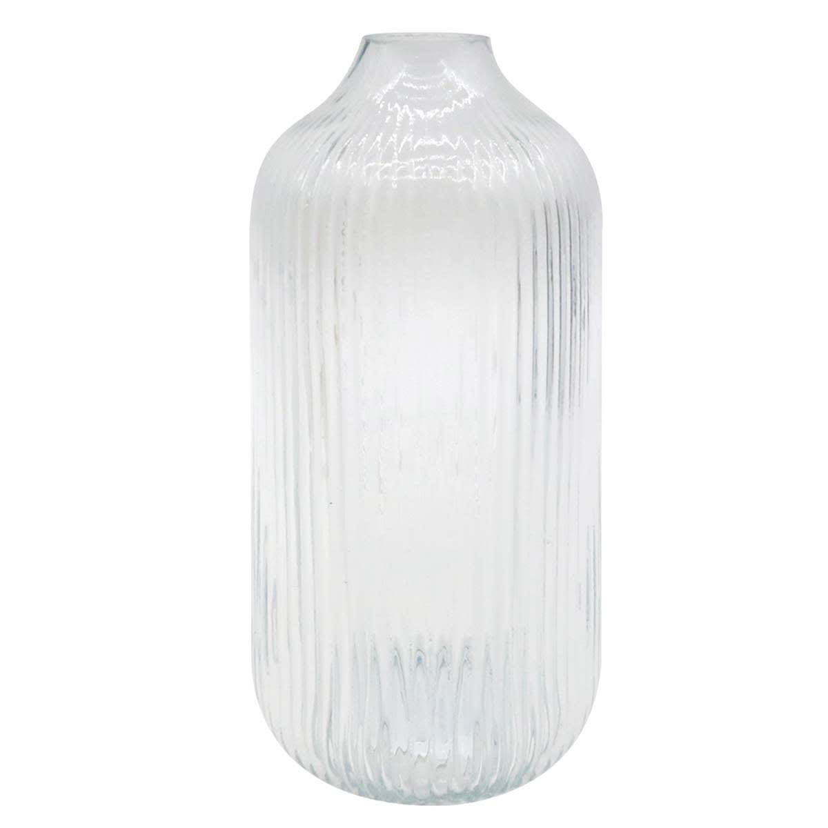 8In Ribbed Clear Short Stem Glass Vase