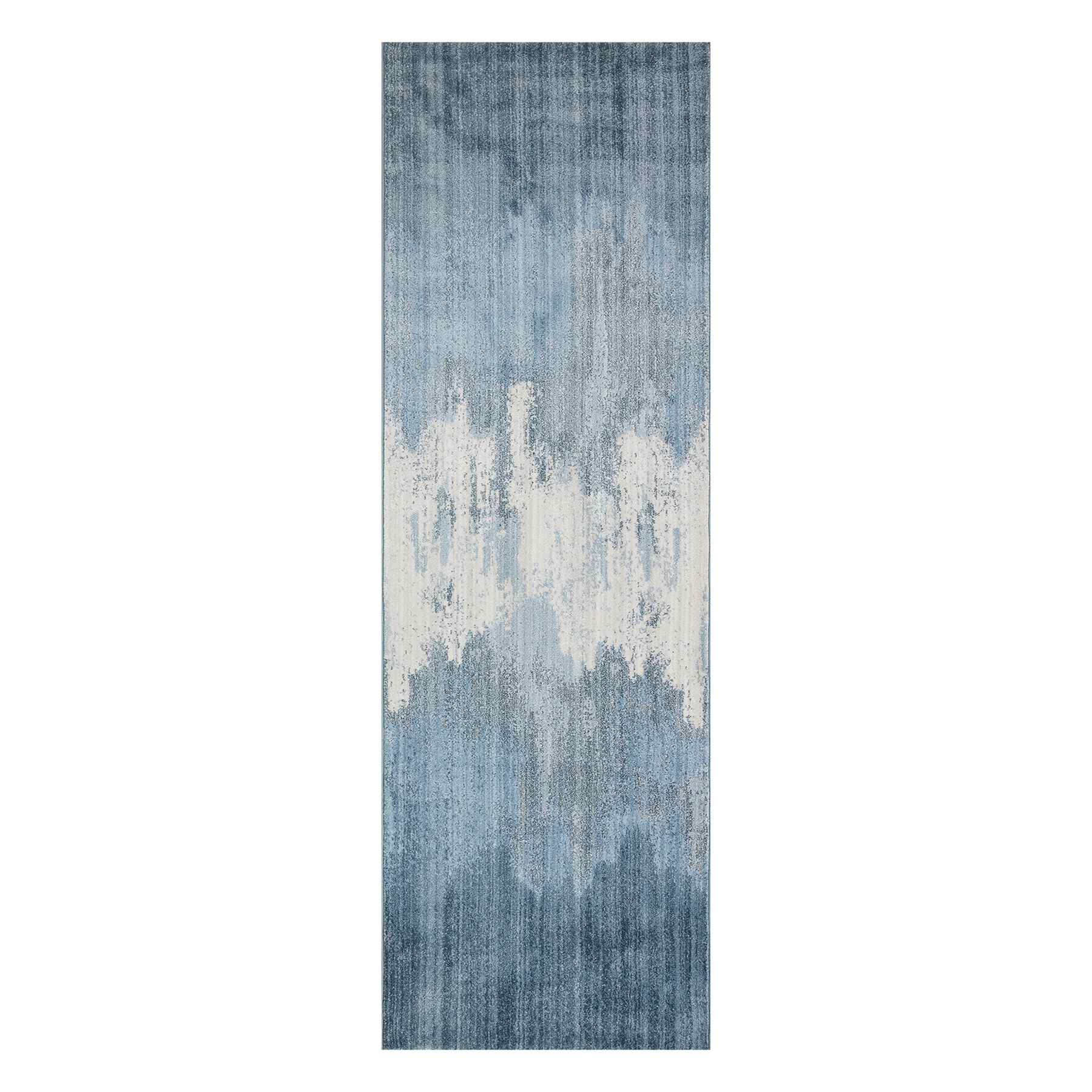 (B763) Ty Pennington Cypress Blue Ombre Runner, 2x7