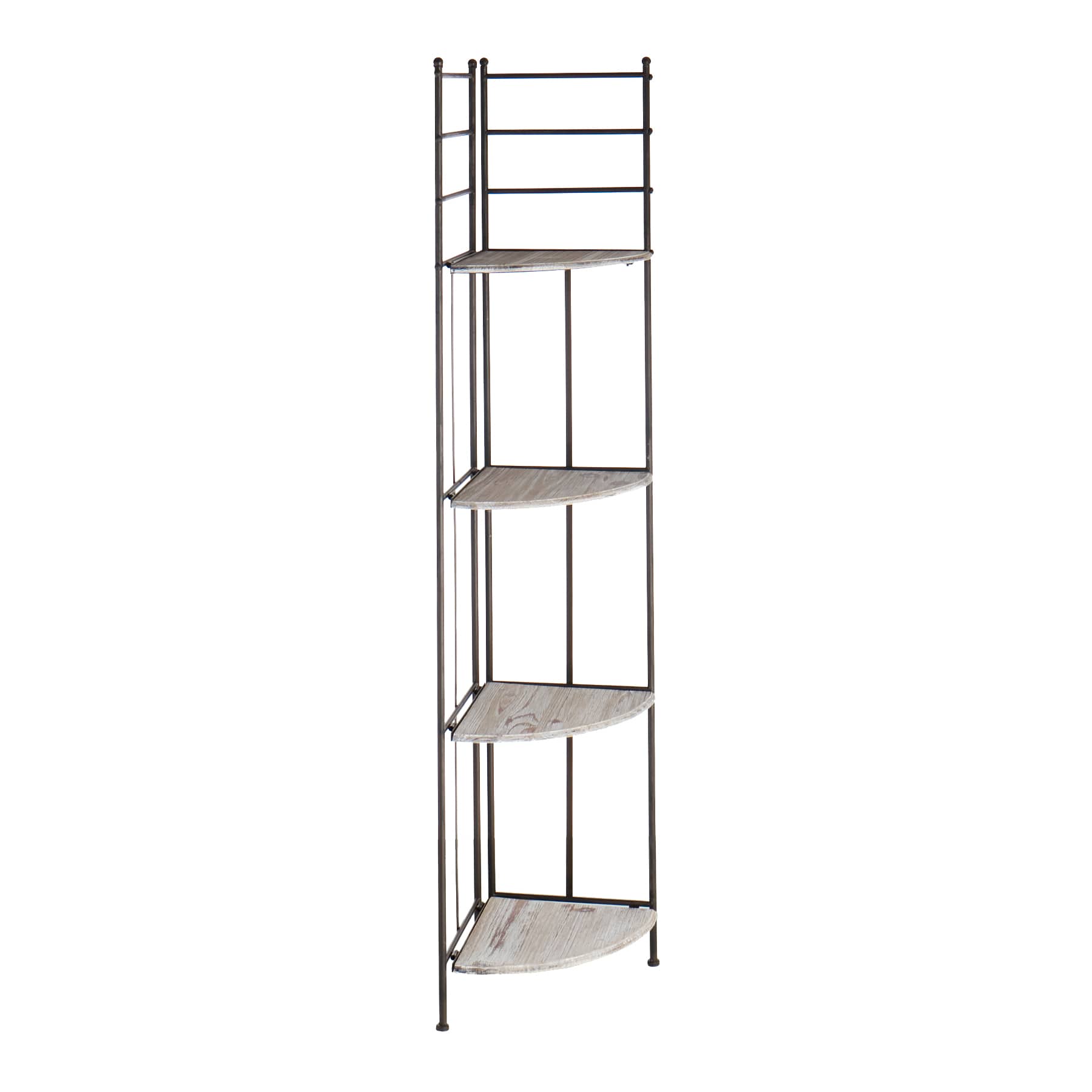 Providence Metal Corner Rack with Folding Wooden Top Shelves, 63"
