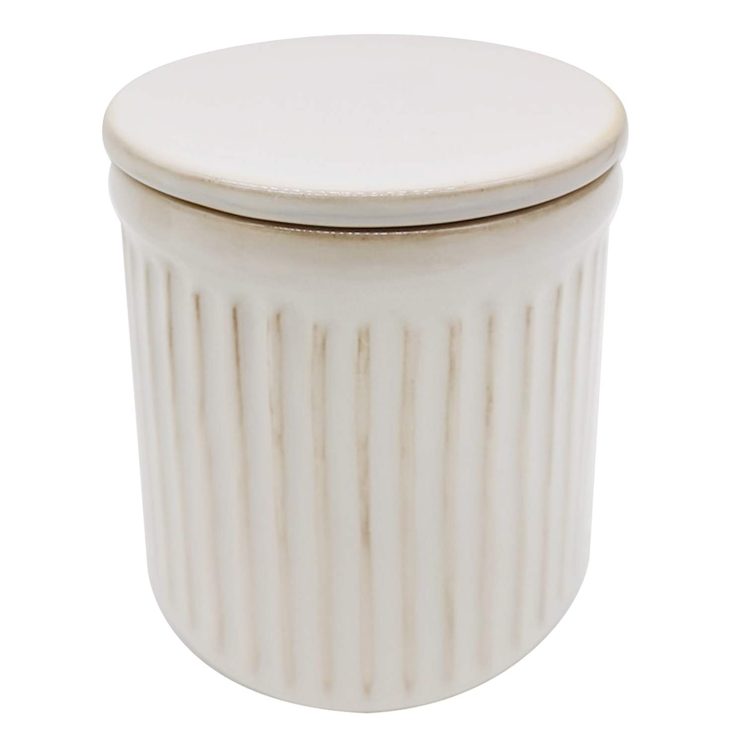 Honeybloom White Ribbed Kitchen Canister, 4"