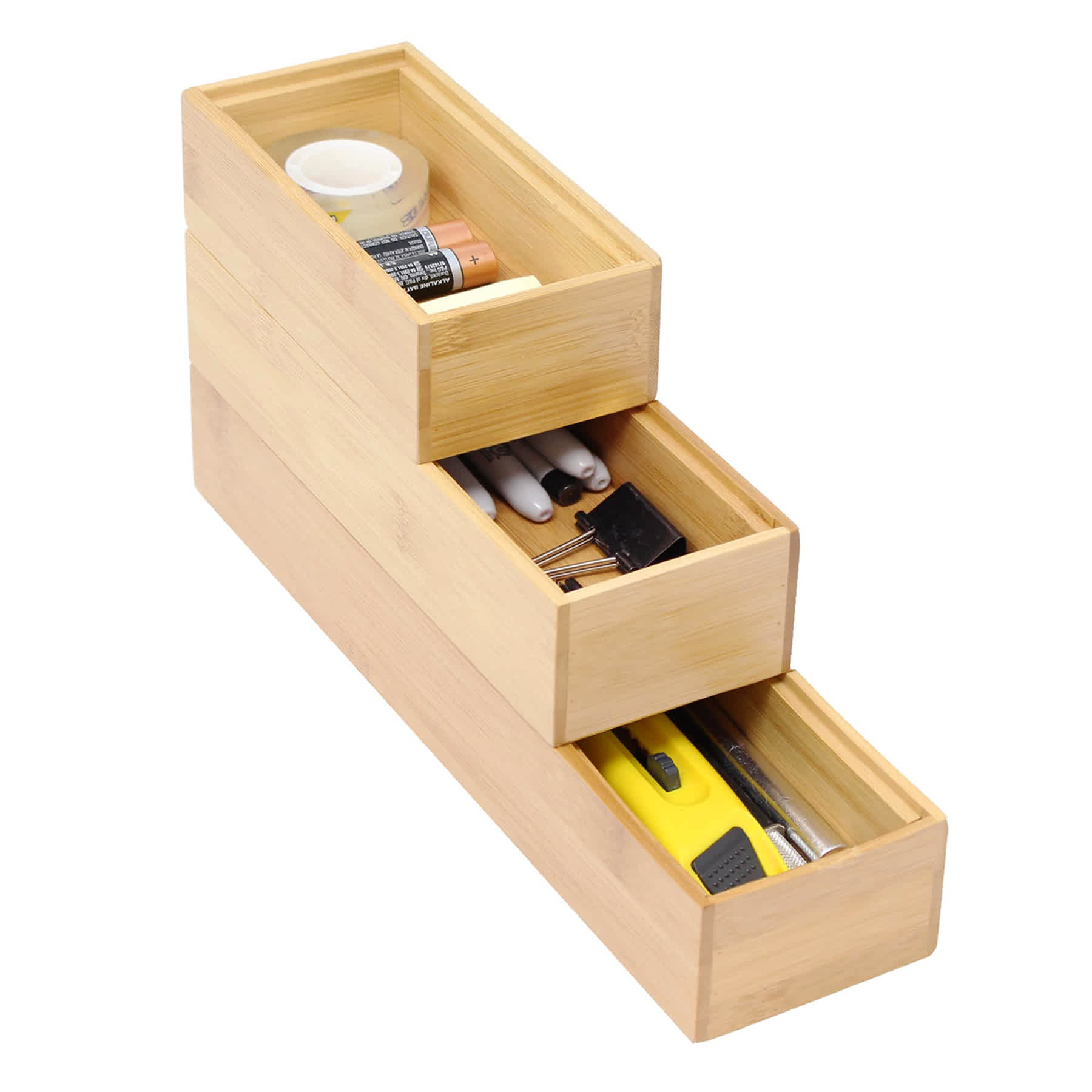 3-Piece Bamboo Wood Organizer Bin