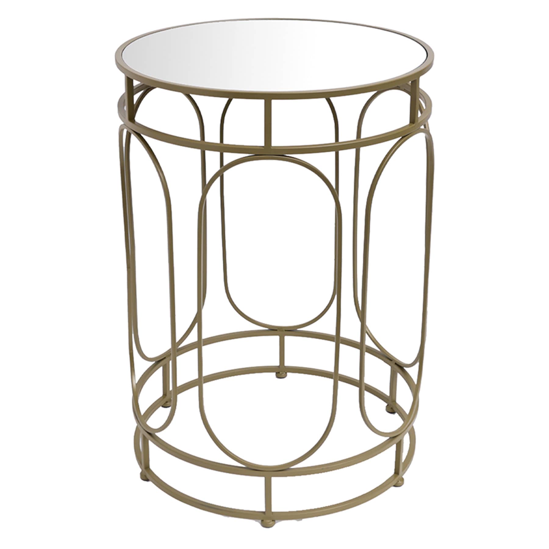 Providence Abby Mirrored Drum Accent Table, Gold