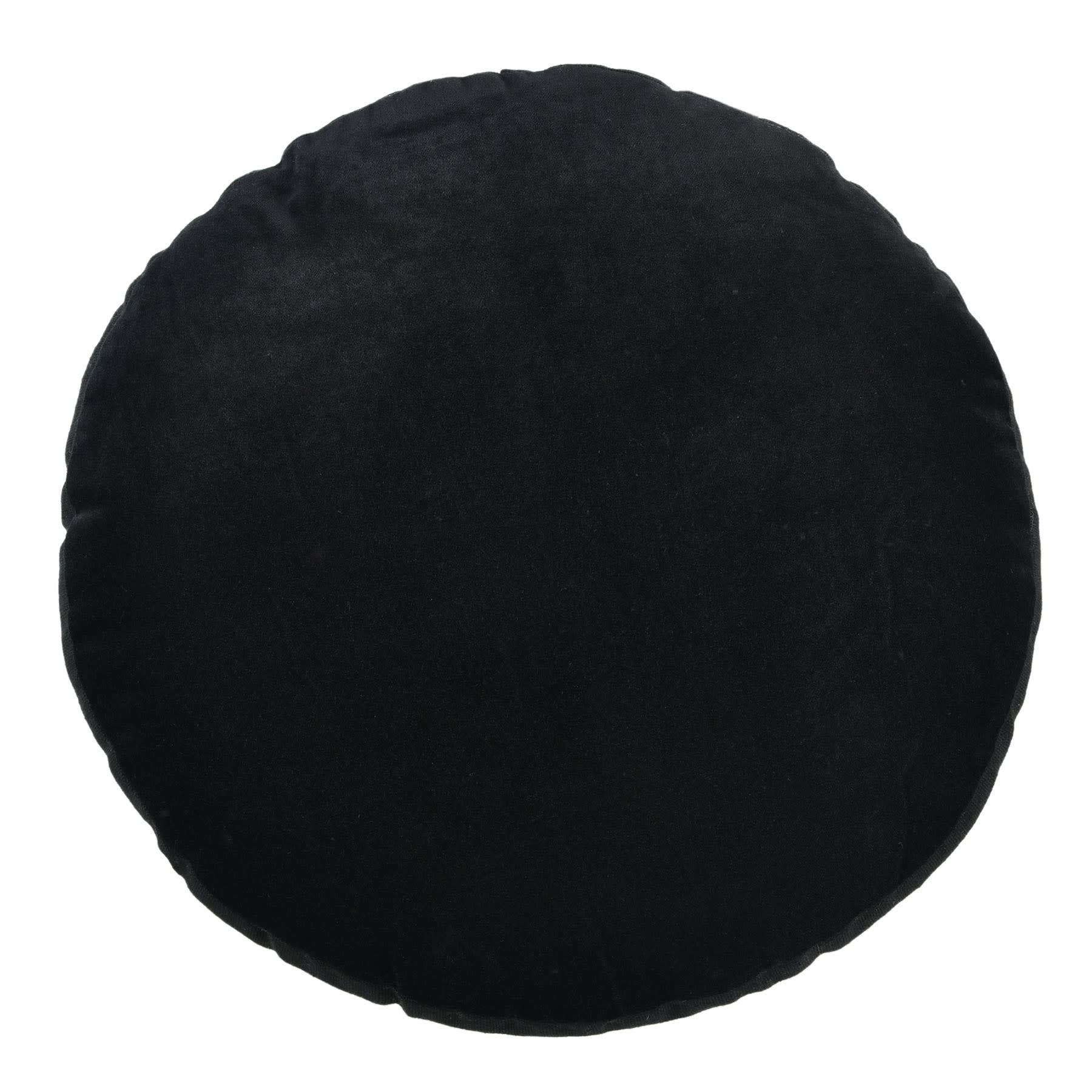 Crosby St. Black Cotton Slub & Velvet Round Throw Pillow, 16"
