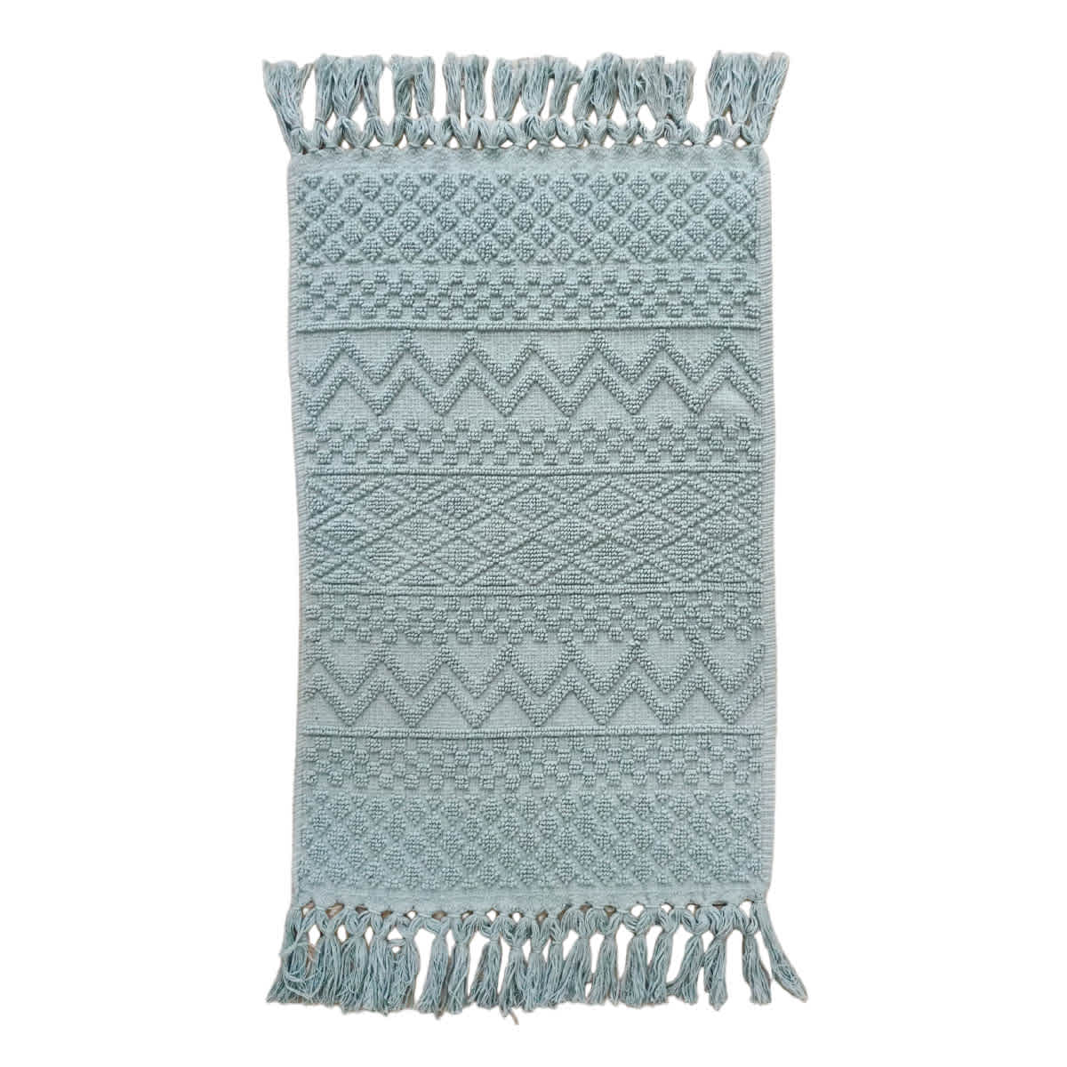 Found & Fable Blue Woven Fringe Bath Rug, 20x32