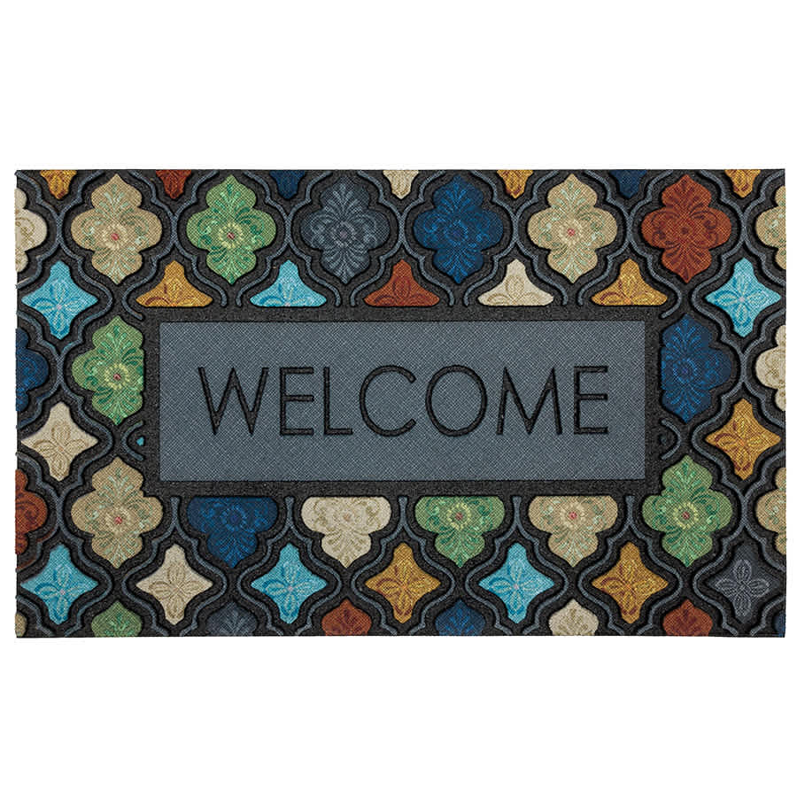 Multicolor Lattice Welcome Doormat, 18x30