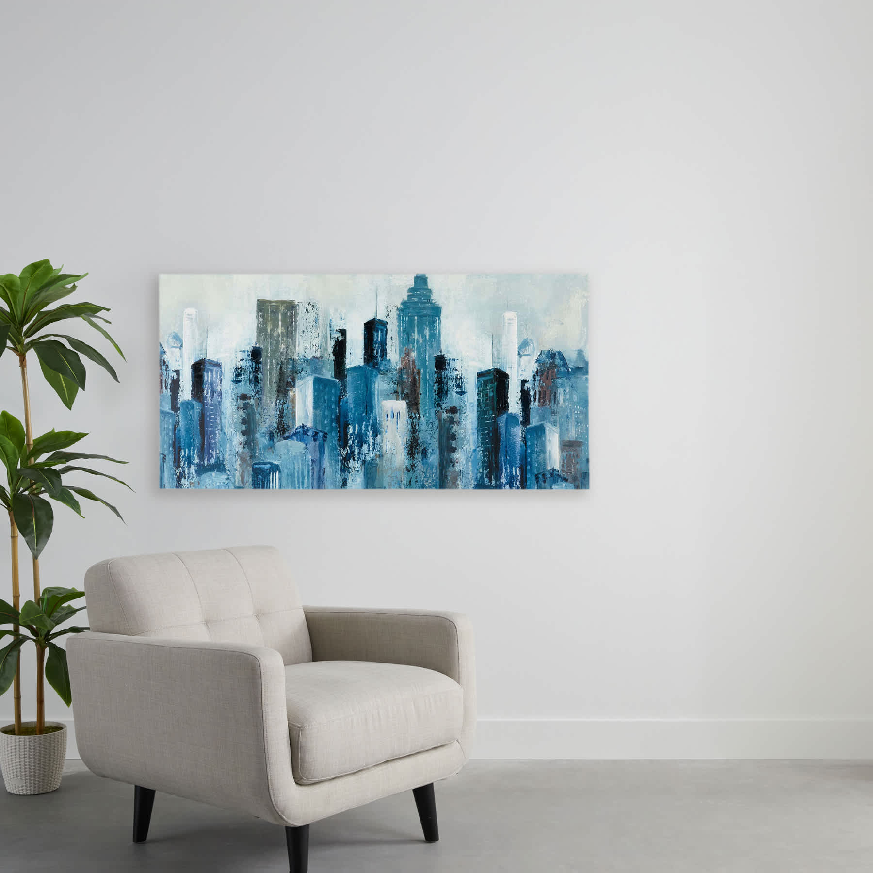 City Mood Embellished Canvas Wall Art, 60x30