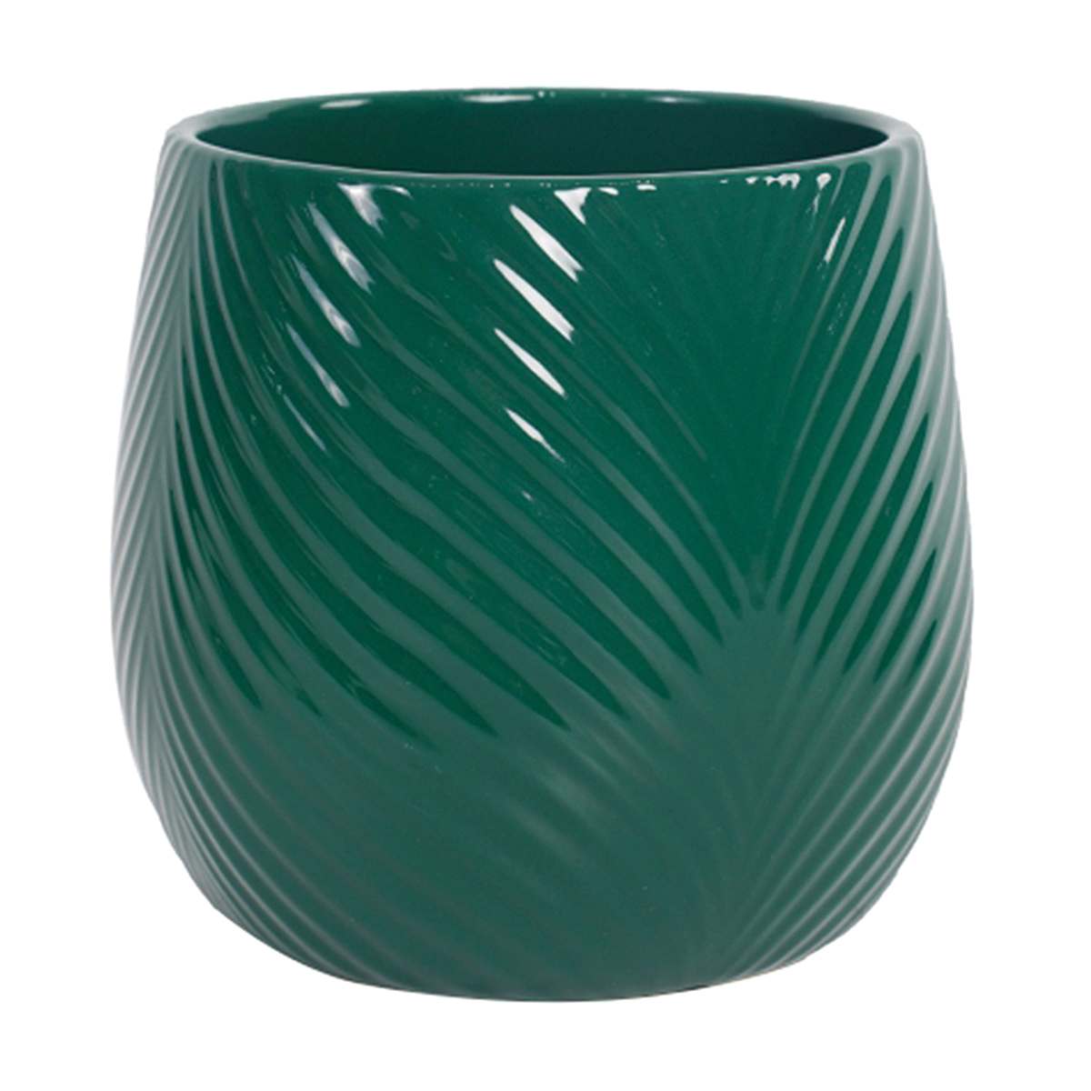 Indoor Chevron Shiny Green Pot, Small