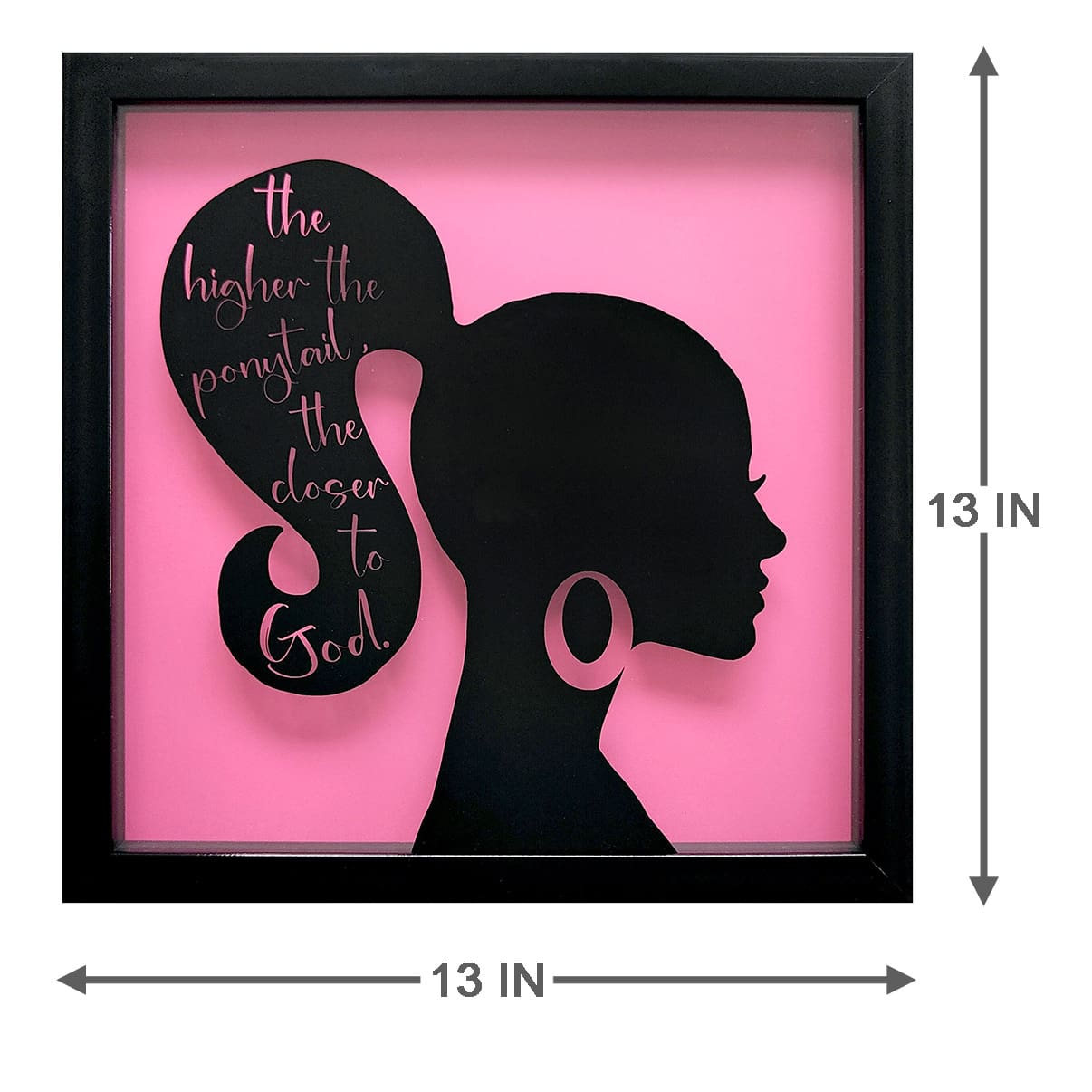 Glass Framed Ponytail Silhouette Wall Art, 13"
