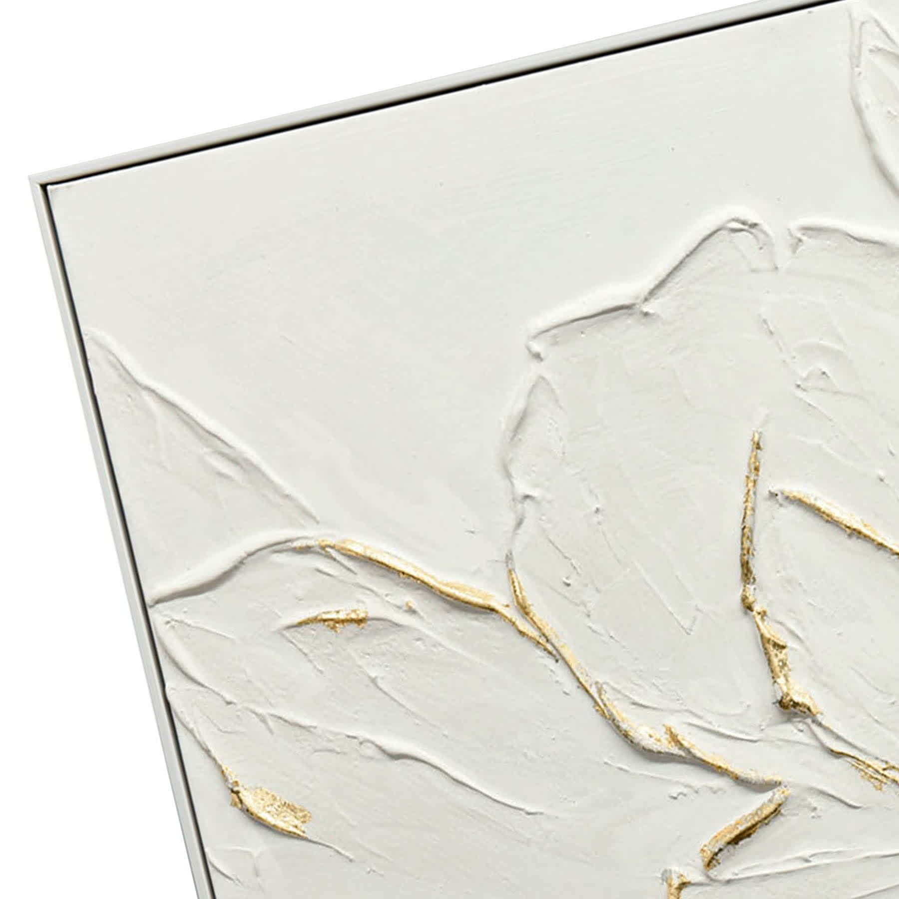 Providence Framed White Flower with Gold Canvas Wall Art, 36x24