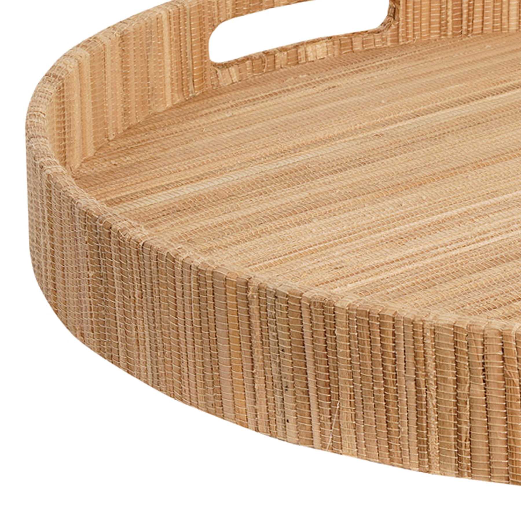 Honeybloom Brown Seagrass Woven Round Tray, 20"