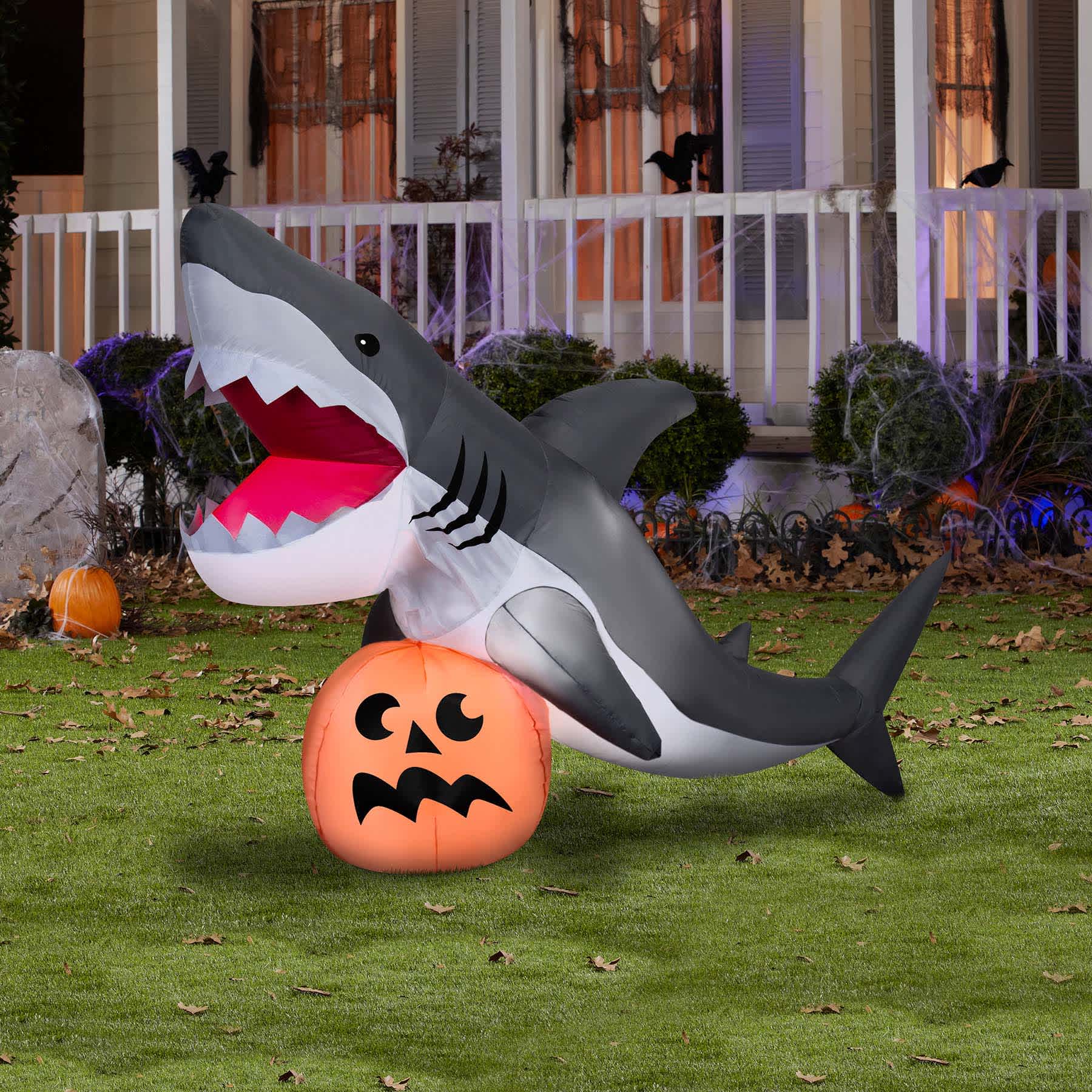 Animated Shark with Sound Effects Halloween Inflatable, 7.5' Wide