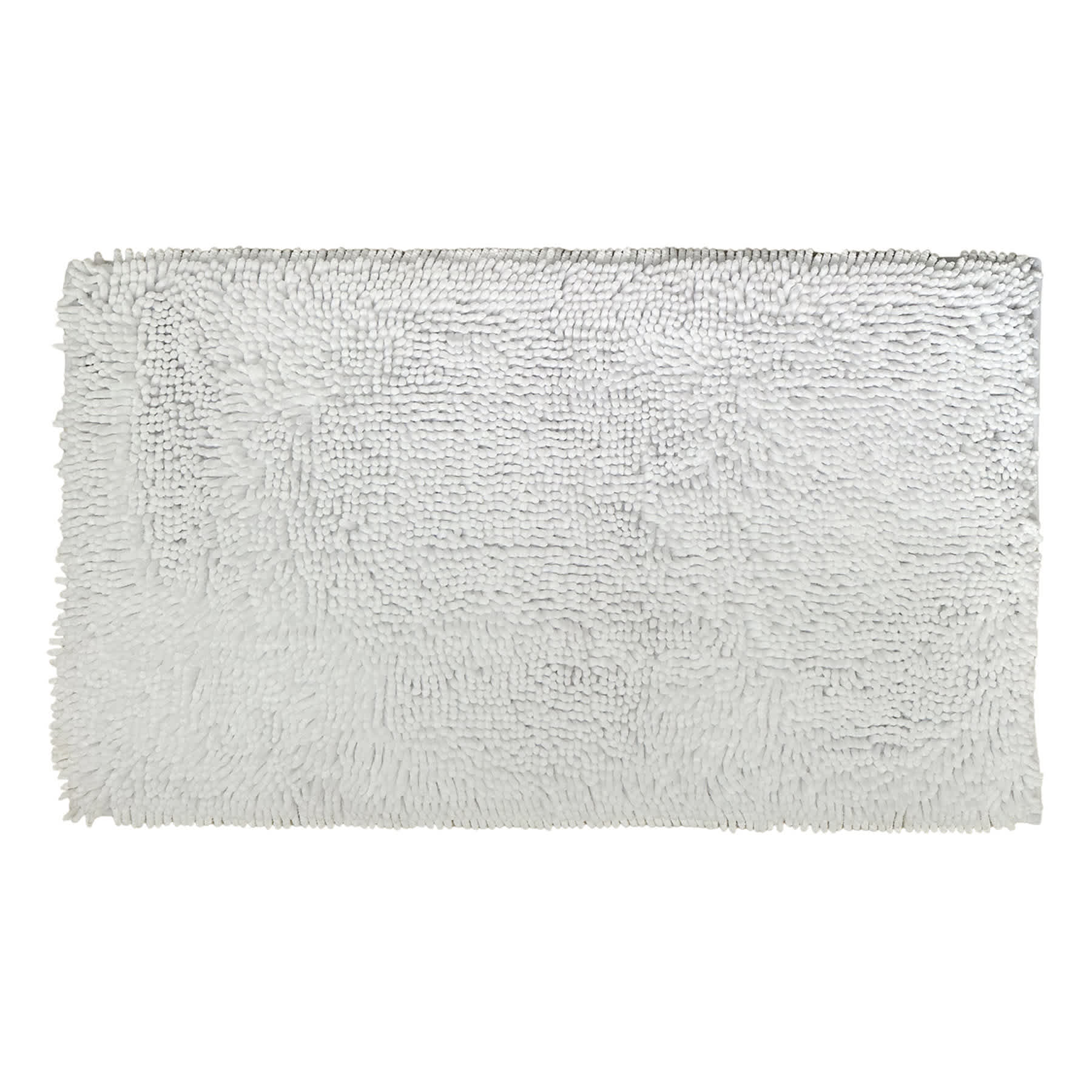 2-Pack White Shiny Noodle Bath Rug Set, 17x24 & 20x34