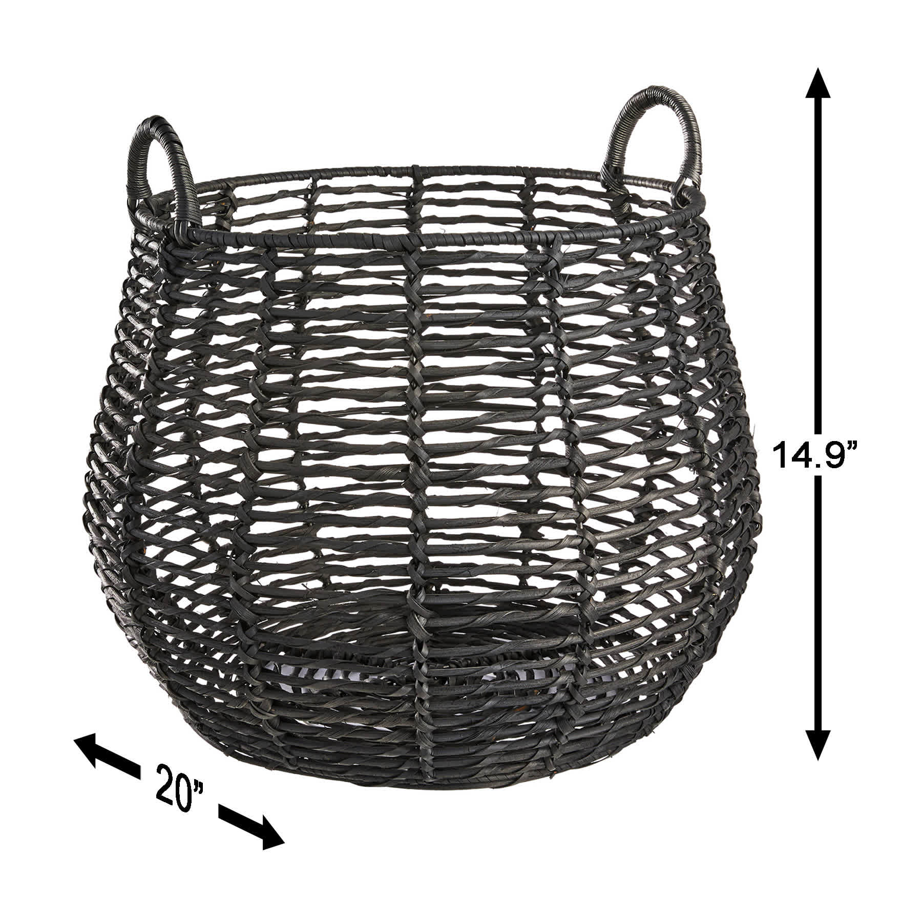 Rocco Black Rattan Storage Basket, Large