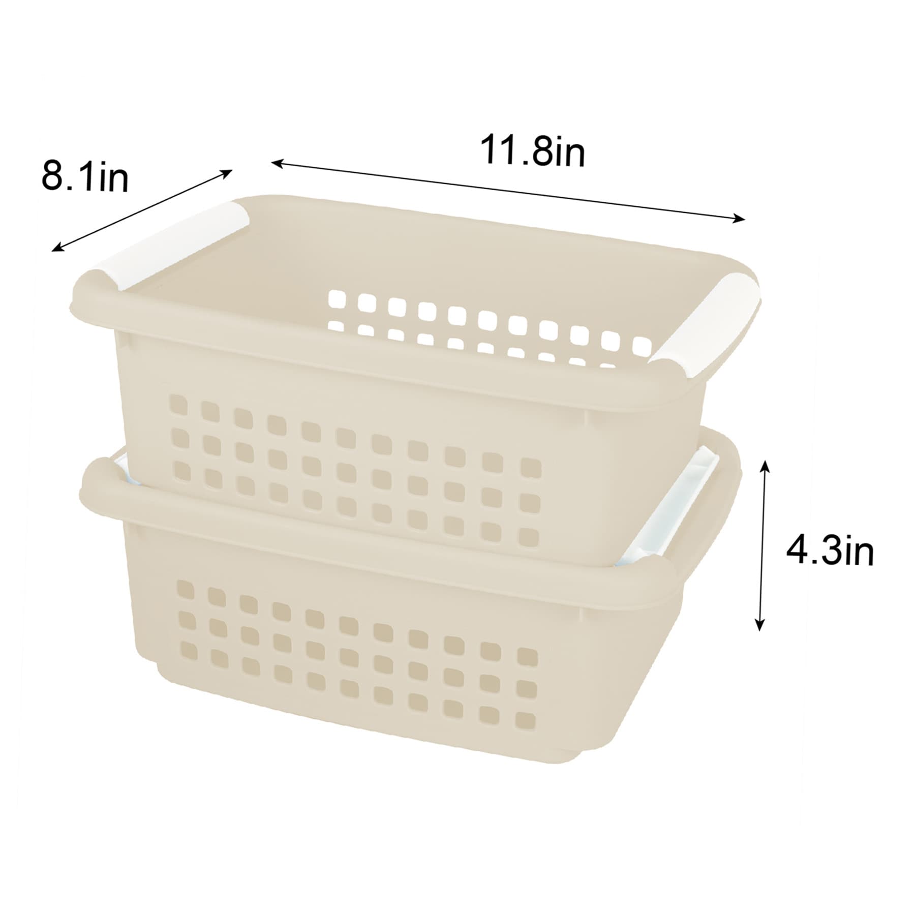 2-Pack White Swan Stackable Storage Basket, Medium