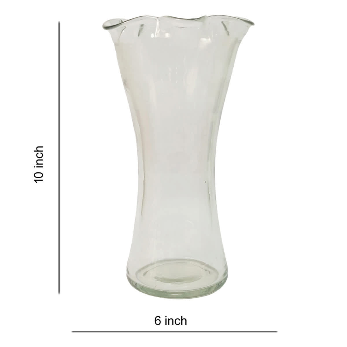 Pie Crust Top Glass Vase, 10"