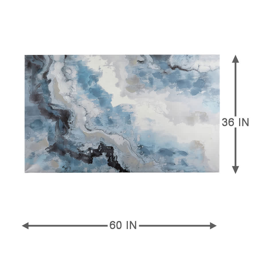 Grey & Blue Abstract Canvas Wall Art, 60x36