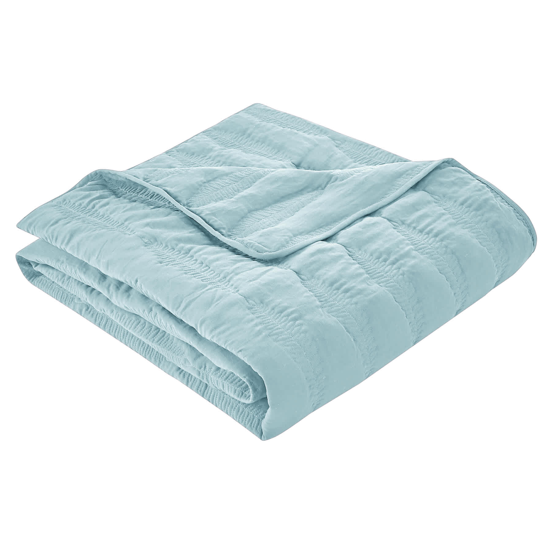 Providence 3-Piece Light Blue Embroidered Washed Microfiber Quilt Set, King