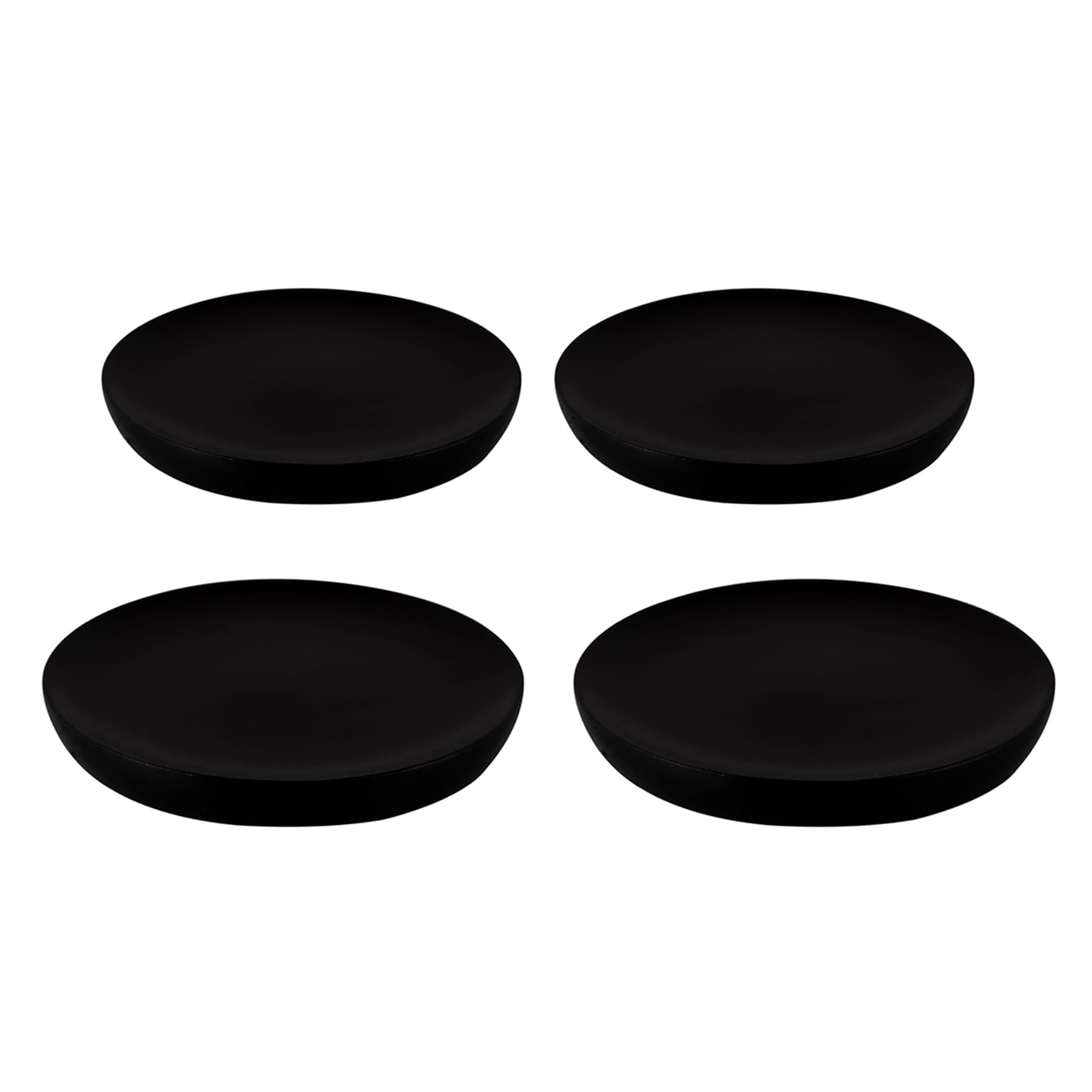 Set of 4 Round Black Wooden Coasters