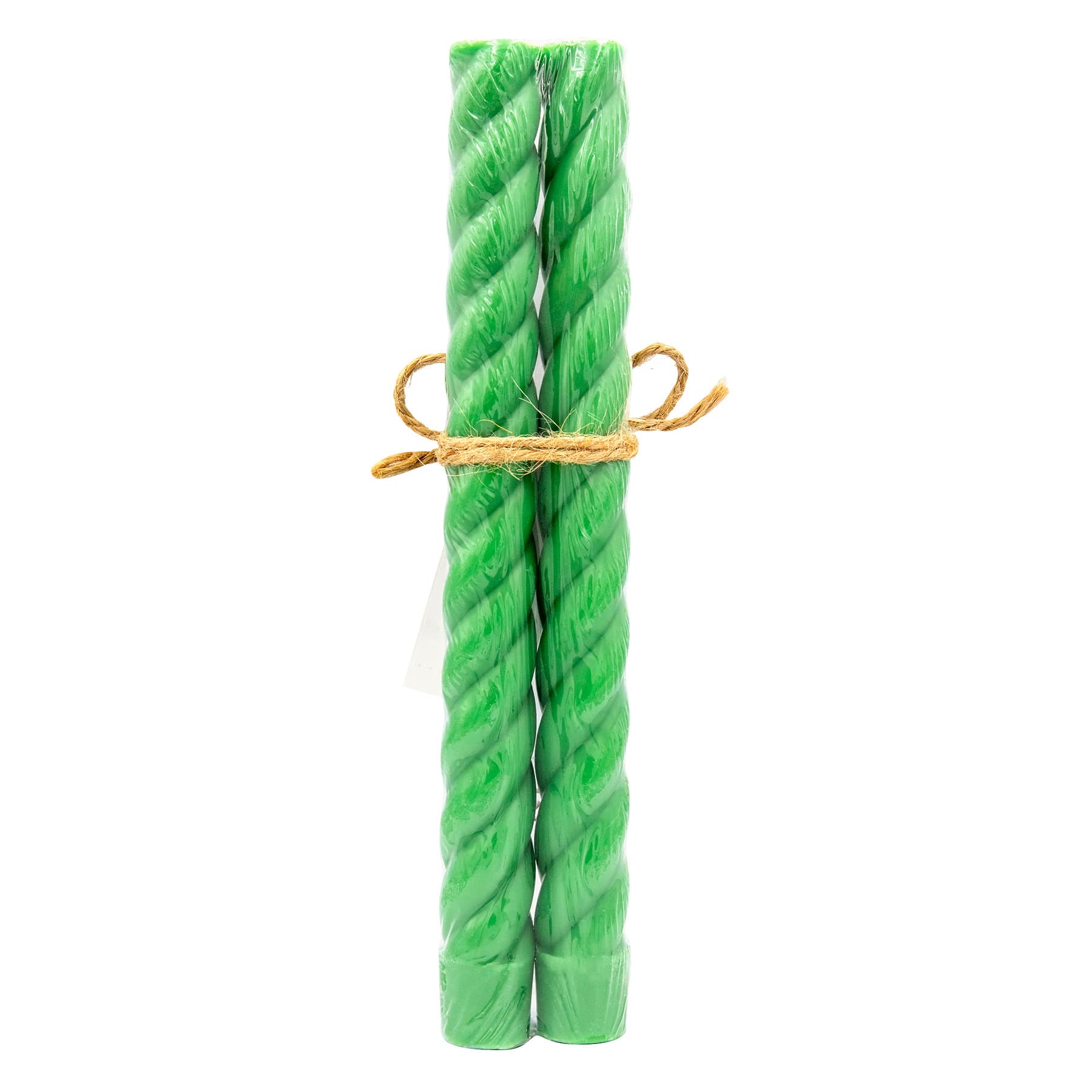 2-Pack Green Twisted Taper Candles, 10"
