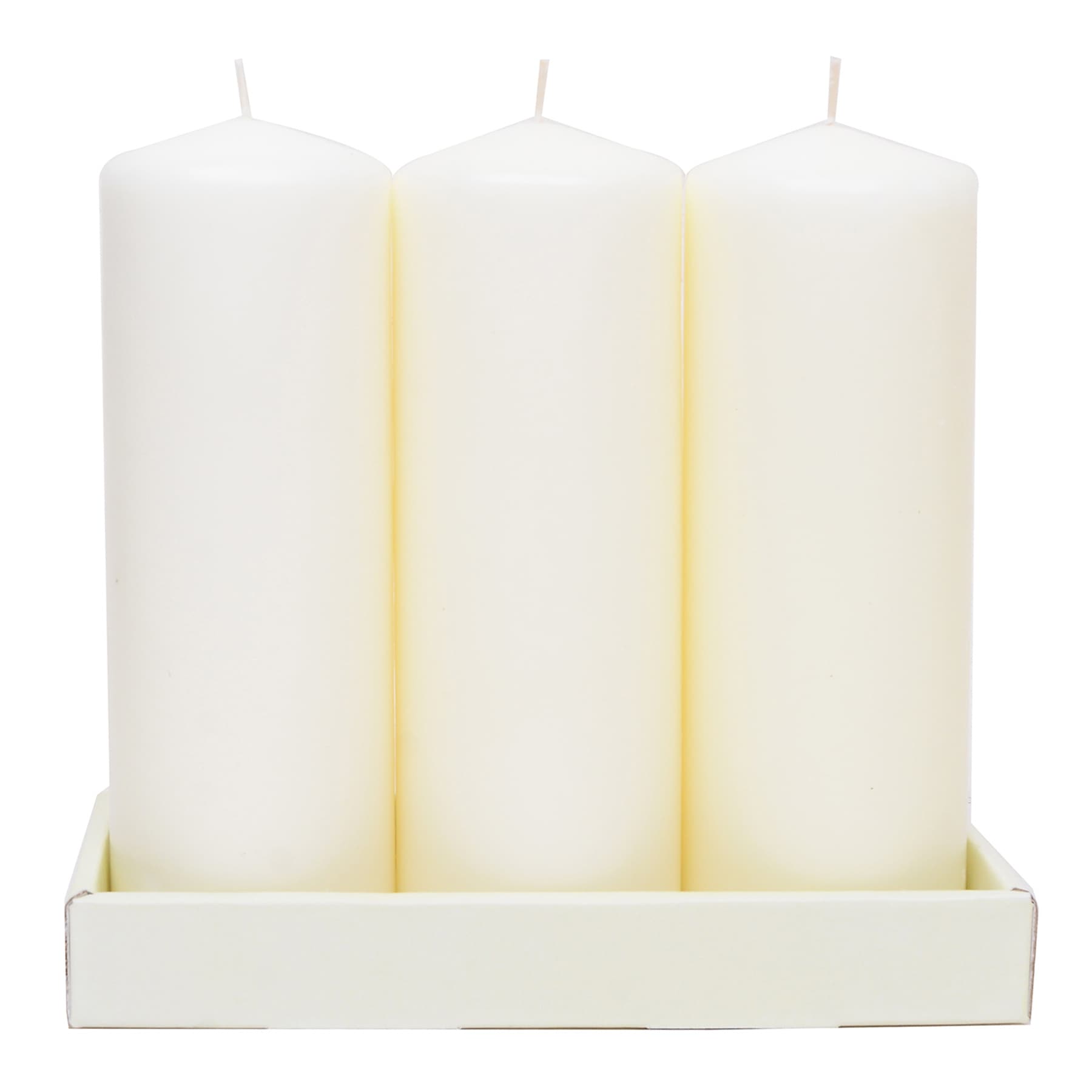 3-Pack Ivory Unscented Overdip Pillar Candles, 7.6"