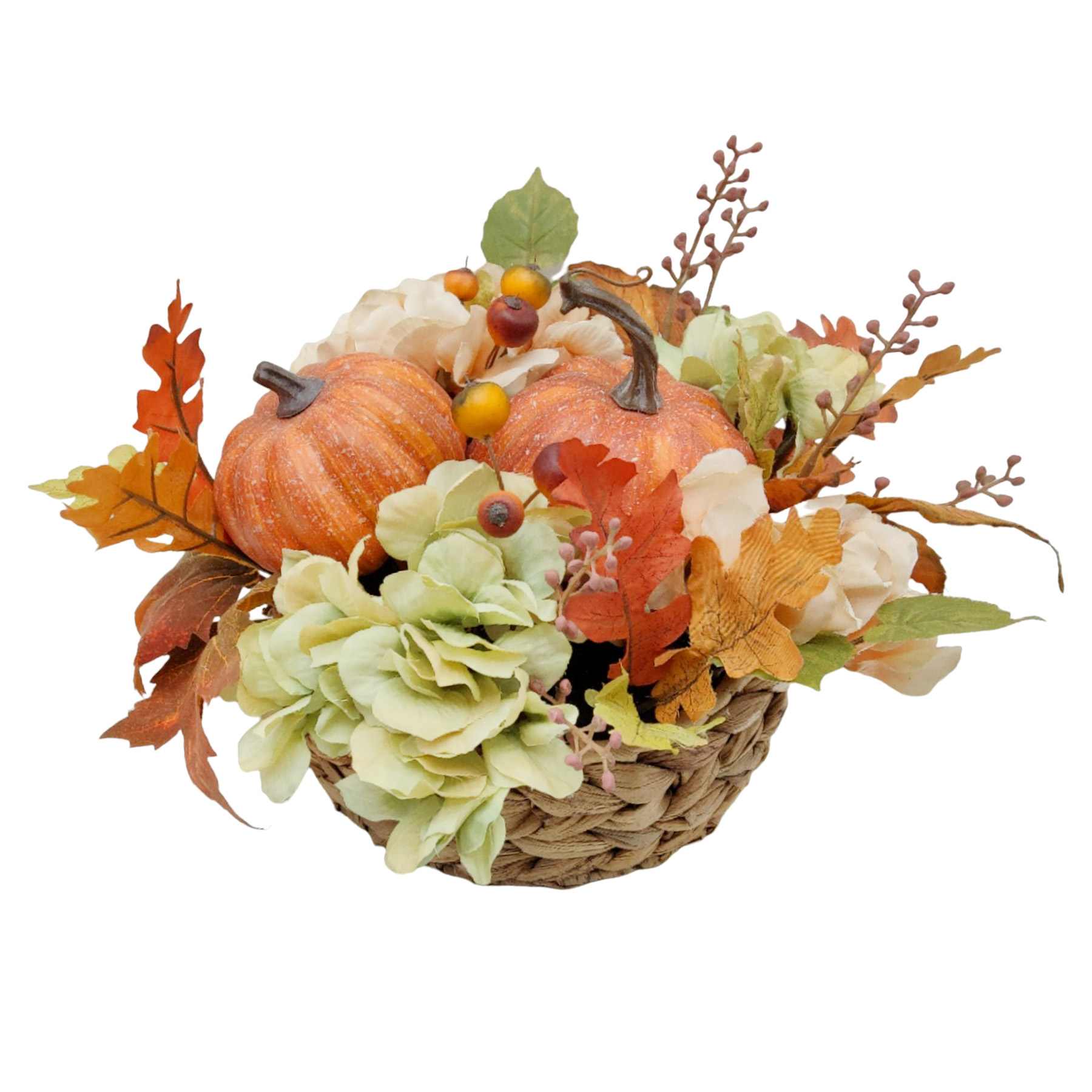 Peony & Pumpkin Autumn Basket, 13"
