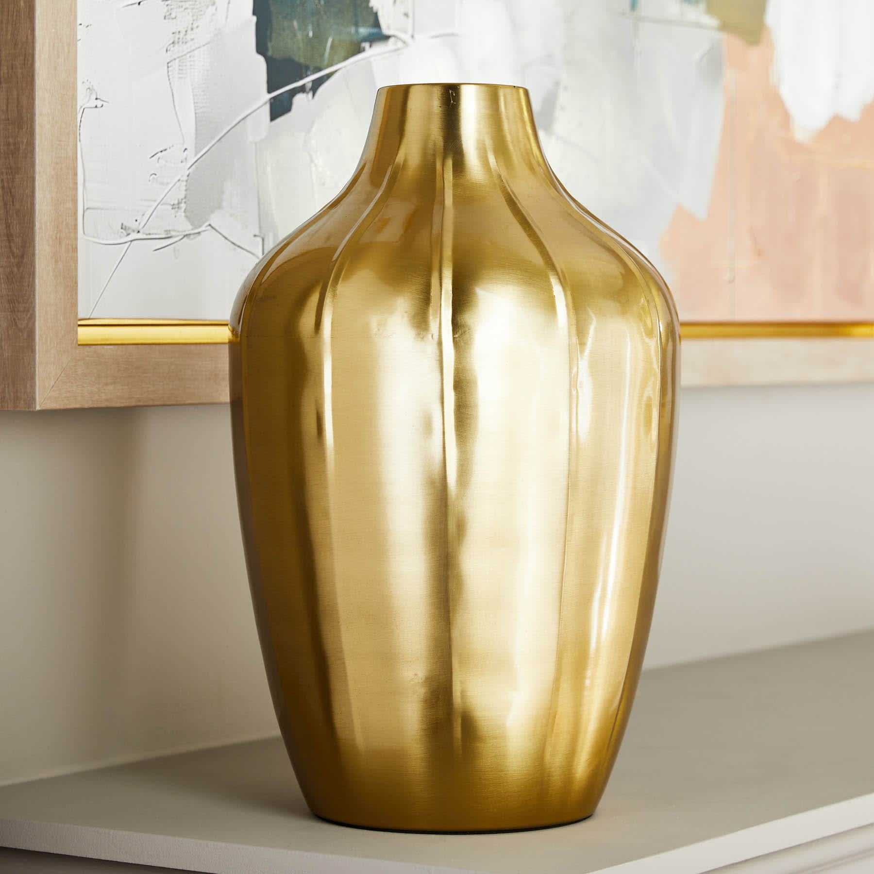 Providence Gold Metal Decorative Vase, 16"