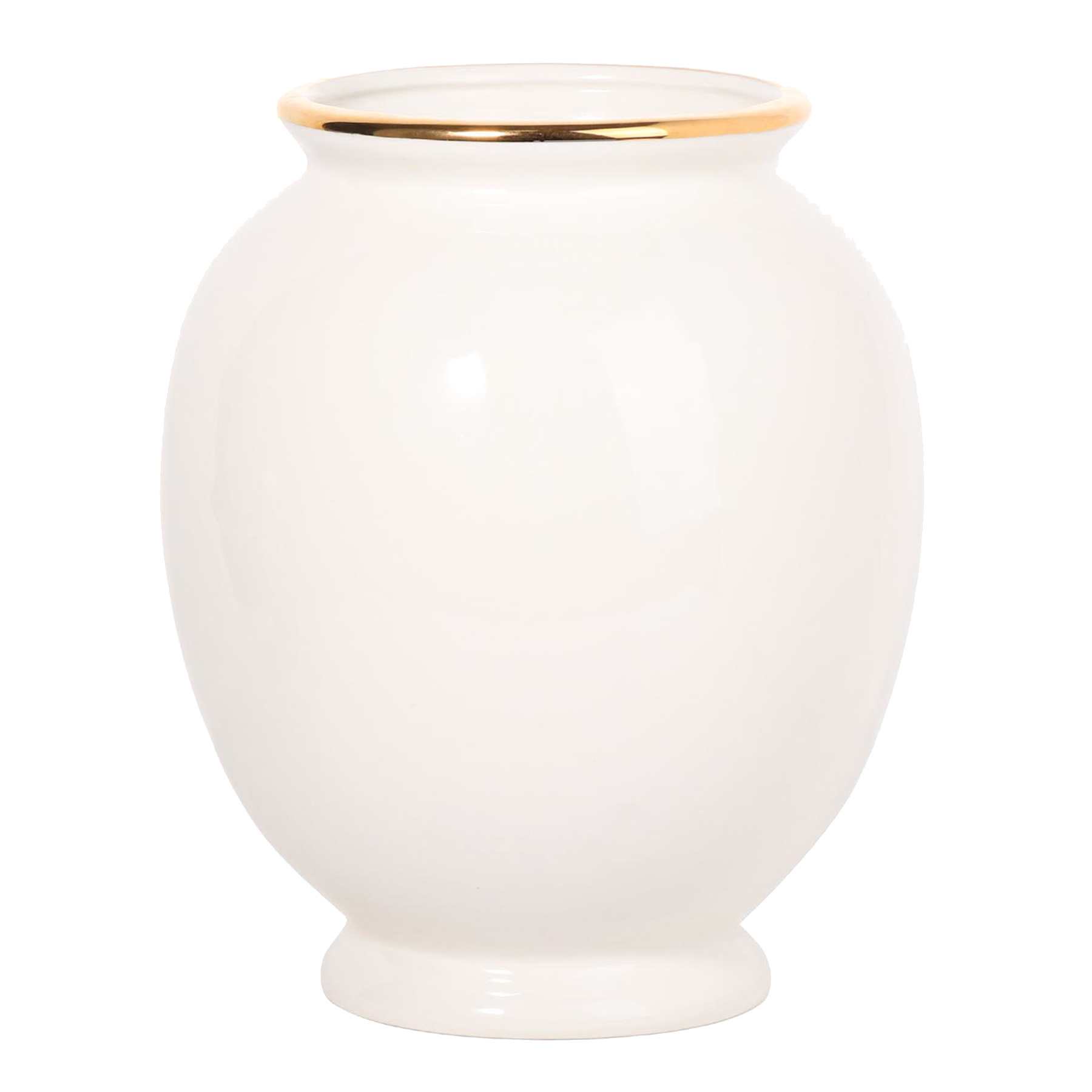 Providence White & Gold Ceramic Vase, 7"