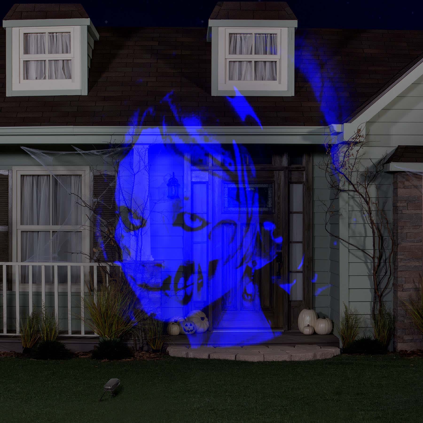 Blue Scary Female Zombie Lightshow Projection Portrait Illusions
