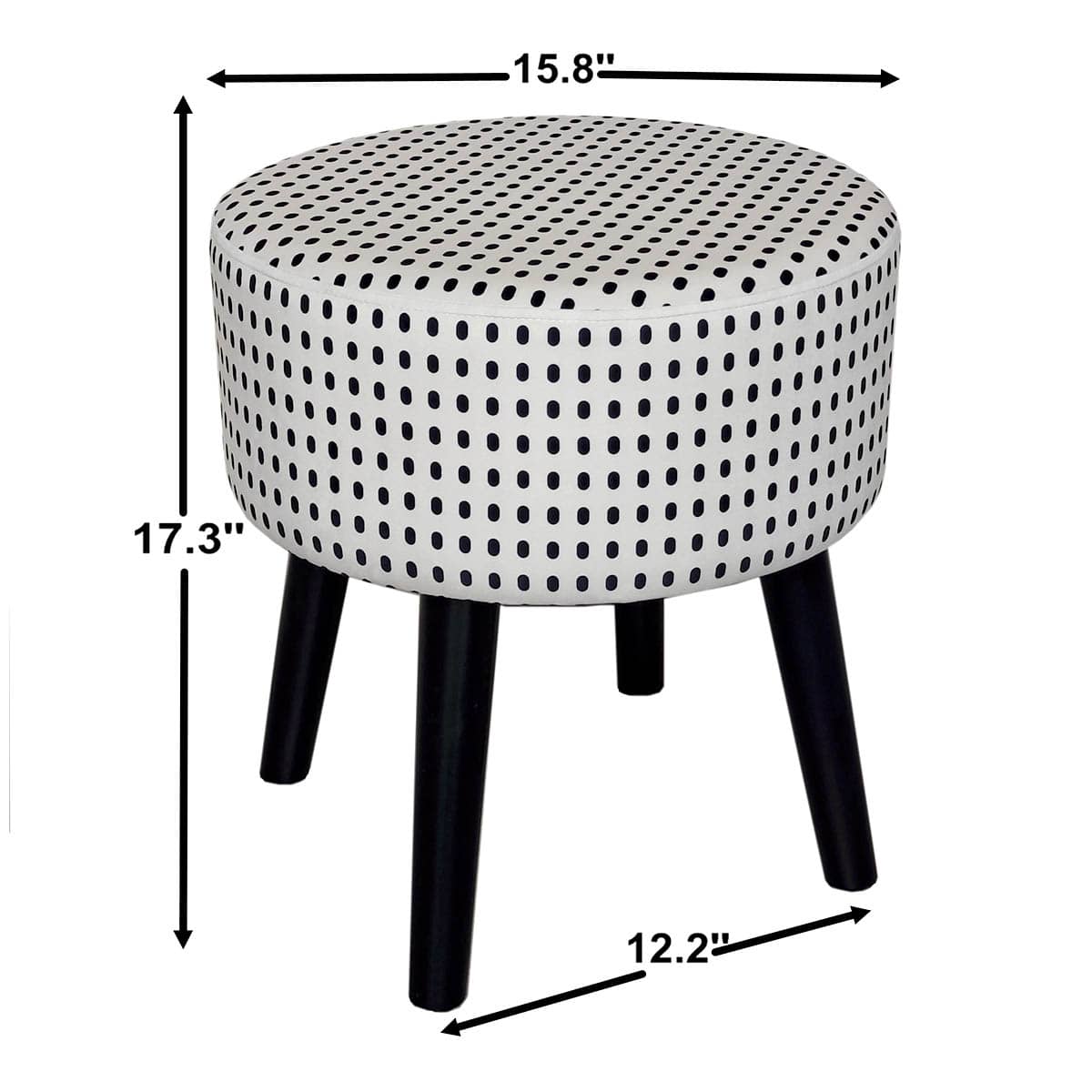 Emmy Stool with Black Legs, Black Dots
