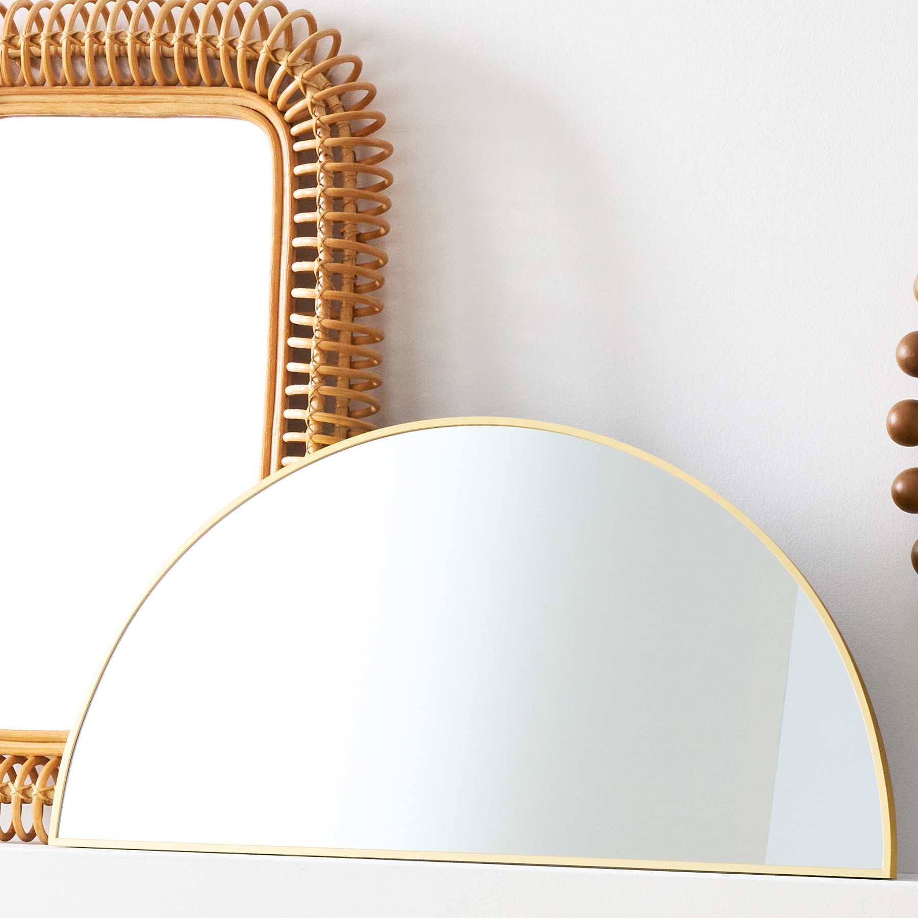 Half Moon Gold Wall Mirror, 18x36