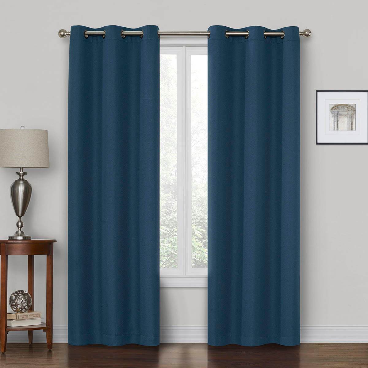 Rockwell Navy Blue Blackout Grommet Curtain Panel, 63"