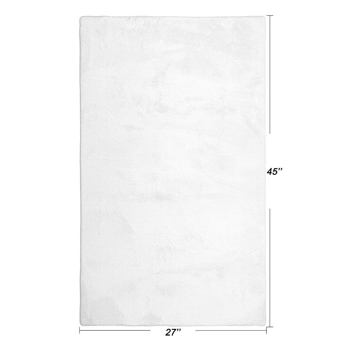 White Faux Rabbit Fur Accent Rug, 27x45